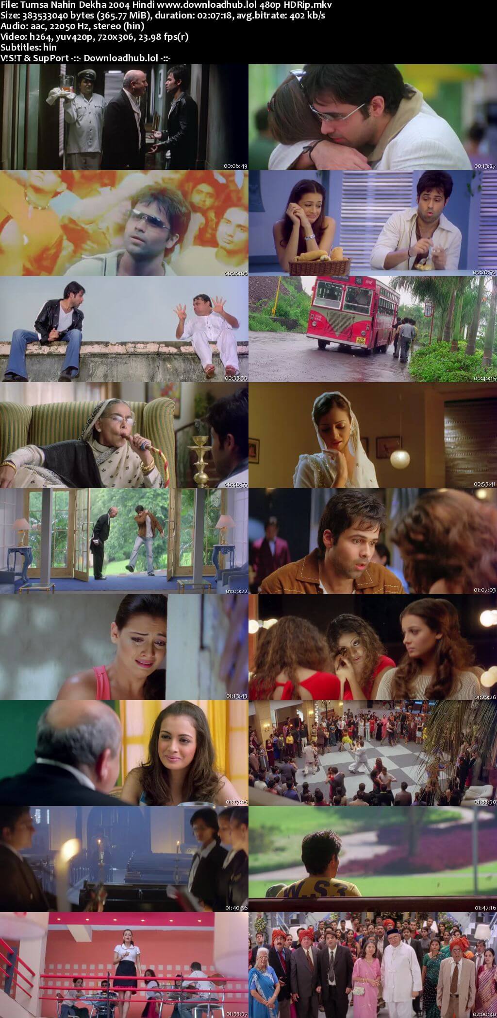 Tumsa Nahin Dekha 2004 Hindi 350MB HDRip 480p ESubs