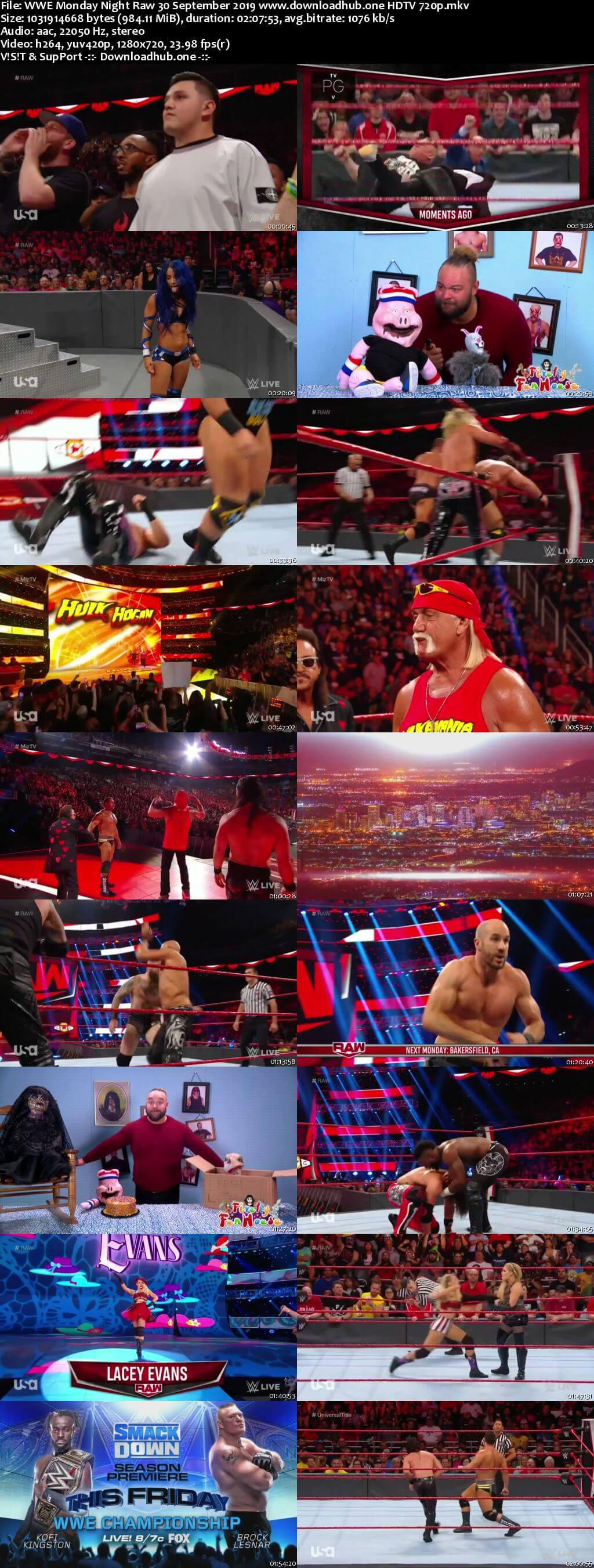 WWE Monday Night Raw 30th September 2019 720p 500MB HDTVRip 480p