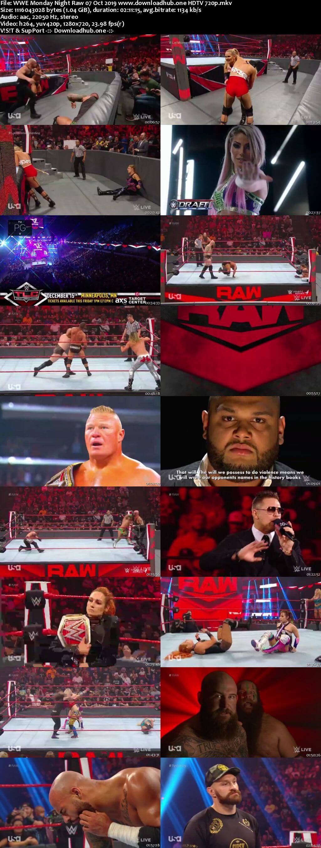 WWE Monday Night Raw 7th October 2019 720p 500MB HDTVRip 480p