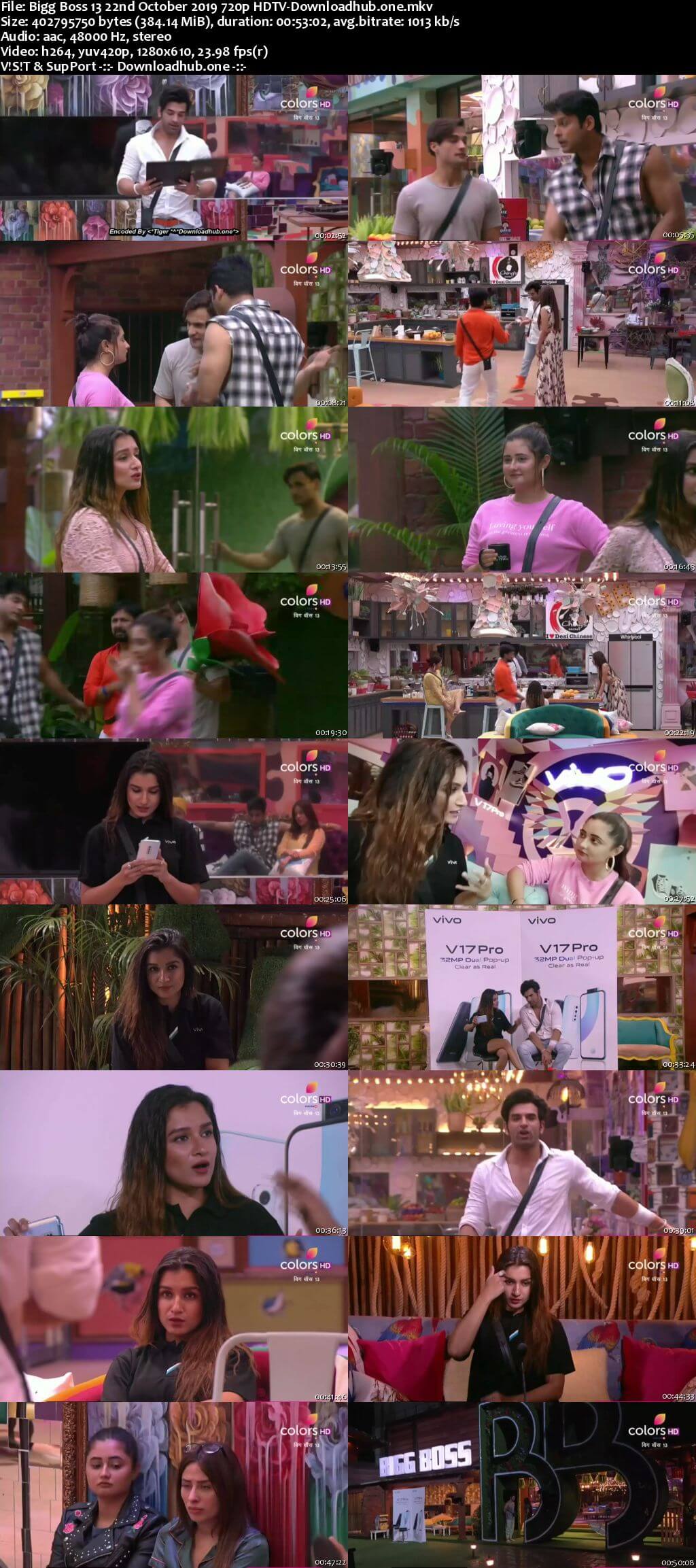 Bigg Boss 13 22 October 2019 Episode 22 HDTV 720p 480p