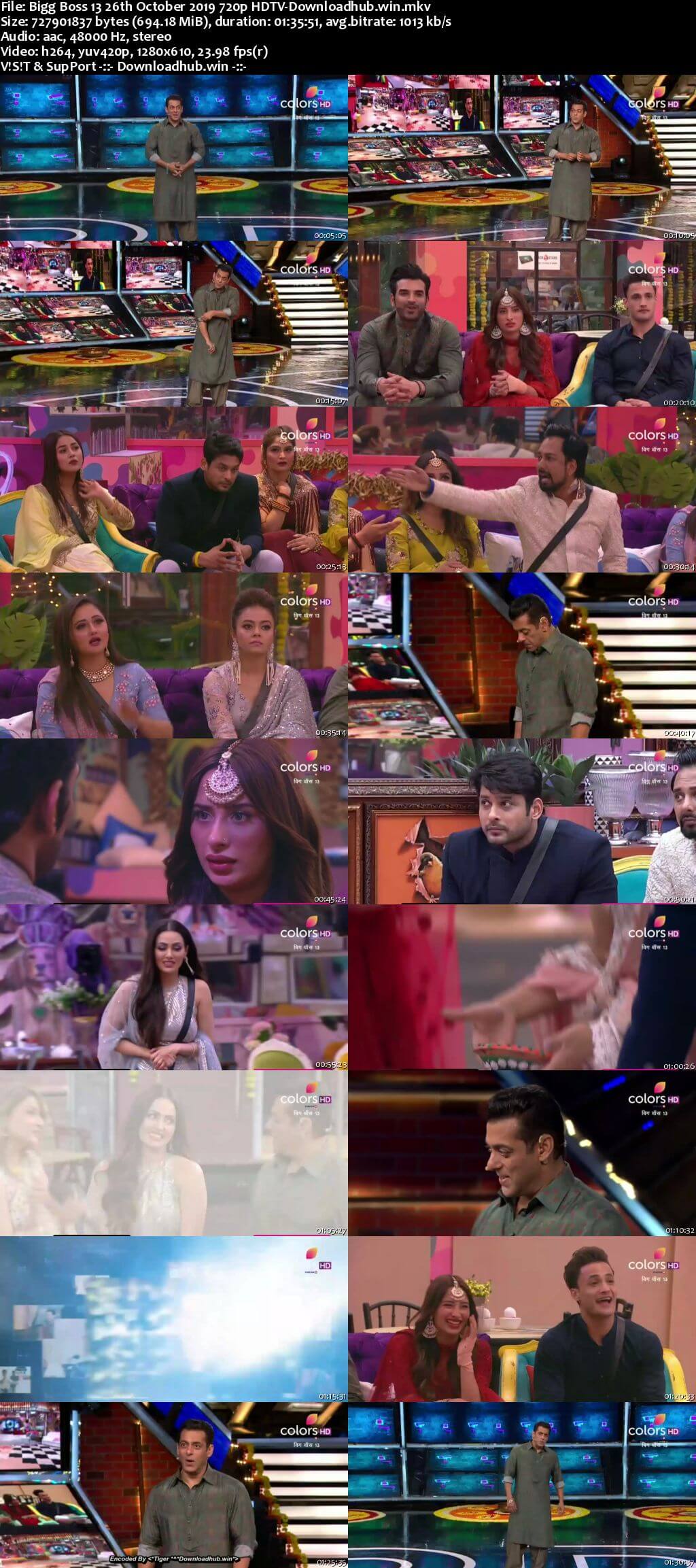 Bigg Boss 13 26 October 2019 Episode 26 HDTV 720p 480p