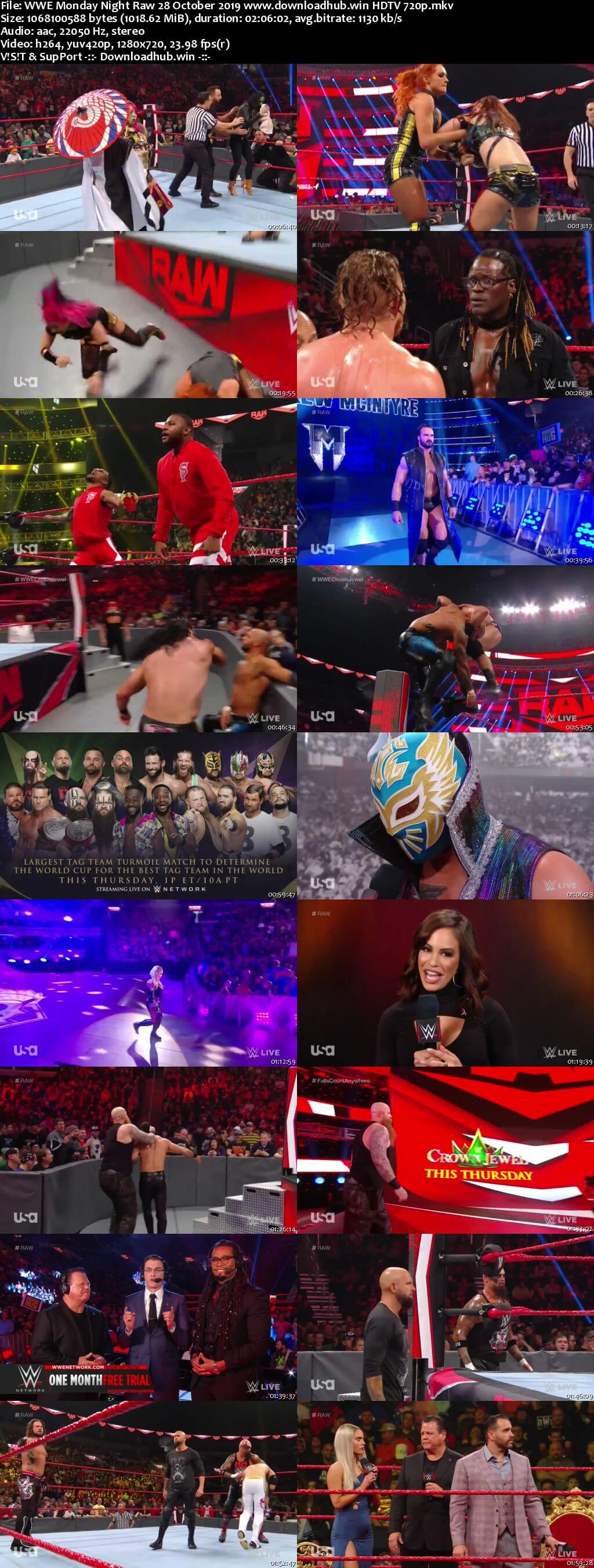 WWE Monday Night Raw 28th October 2019 720p 500MB HDTVRip 480p