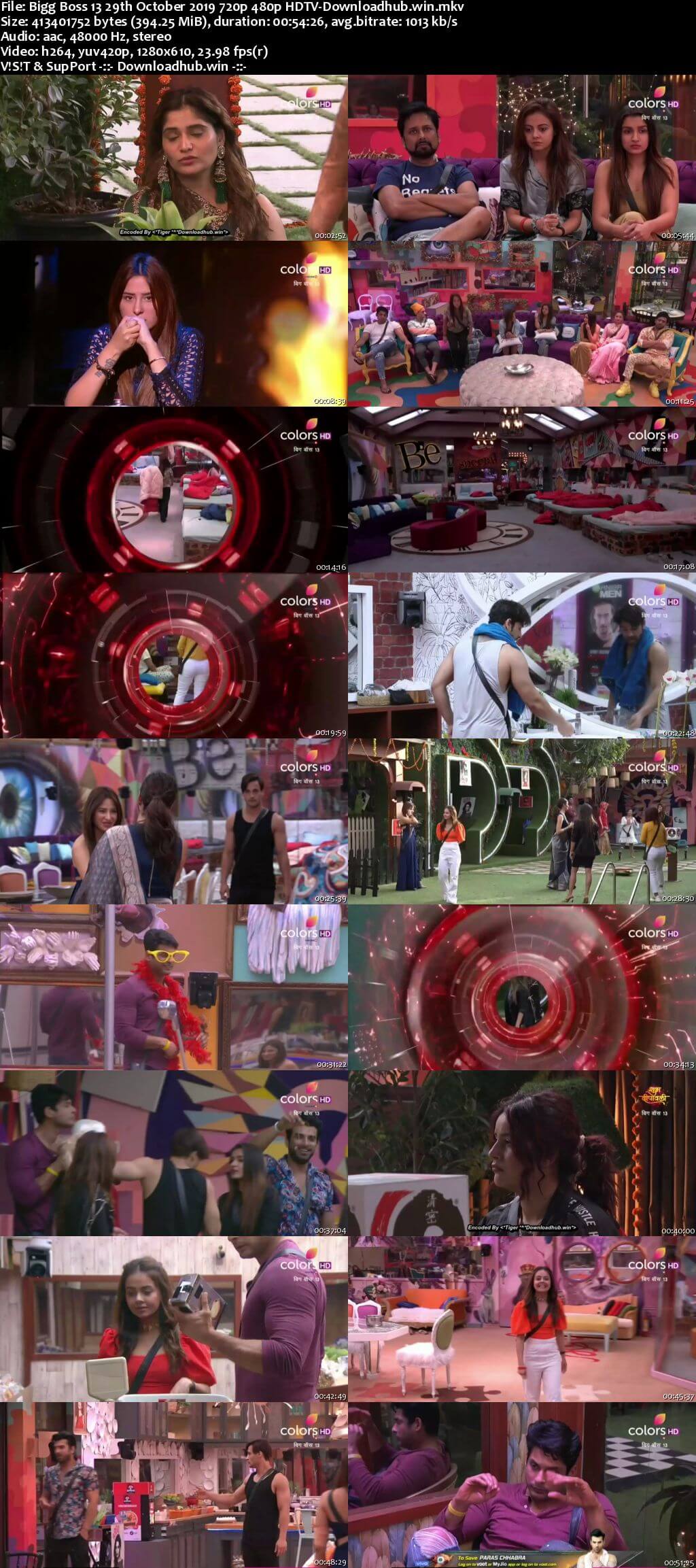 Bigg Boss 13 29 October 2019 Episode 29 HDTV 720p 480p