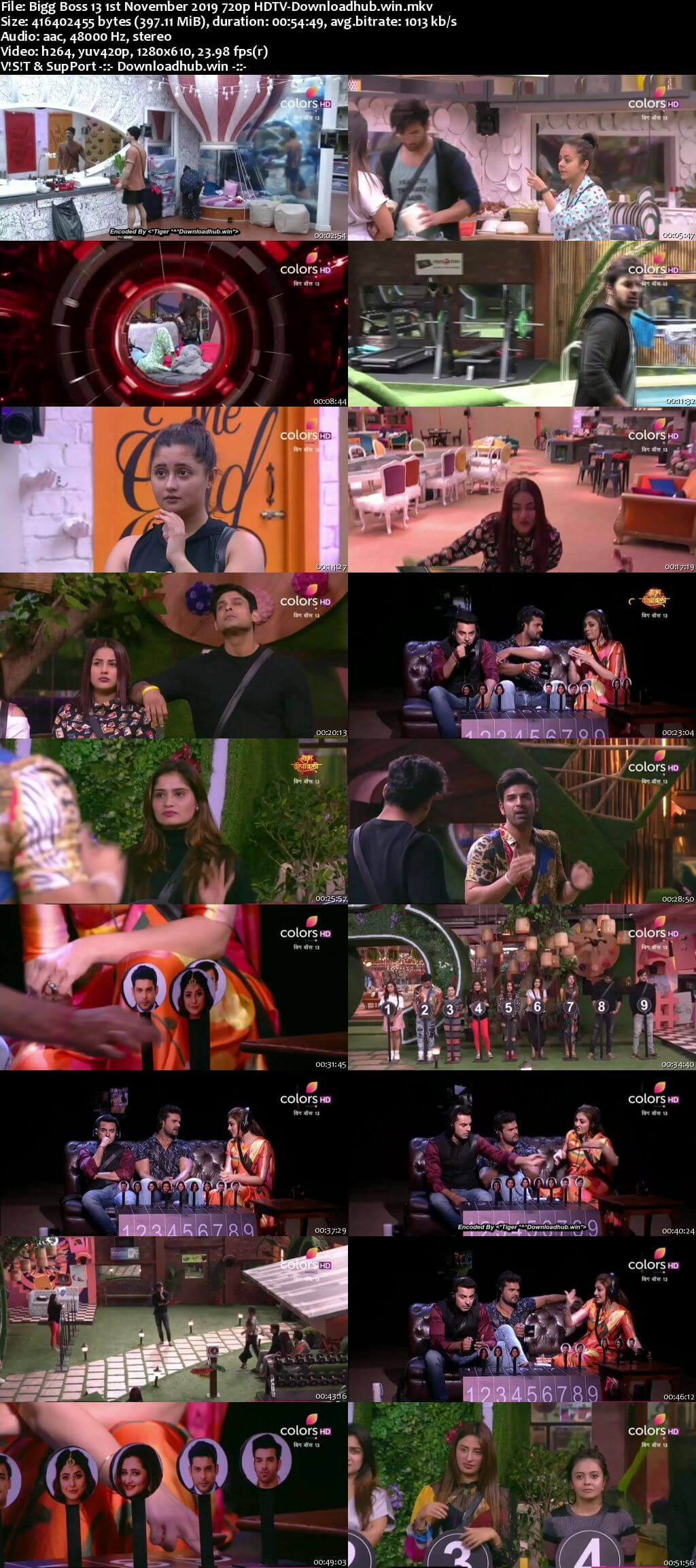 Bigg Boss 13 01 November 2019 Episode 32 HDTV 720p 480p