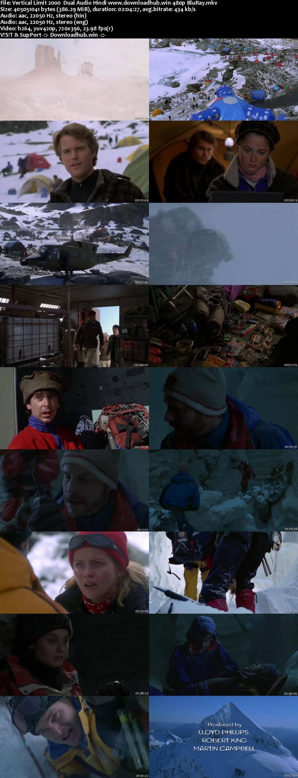 Vertical Limit 2000 Hindi Dual Audio 350MB BluRay 480p ESubs