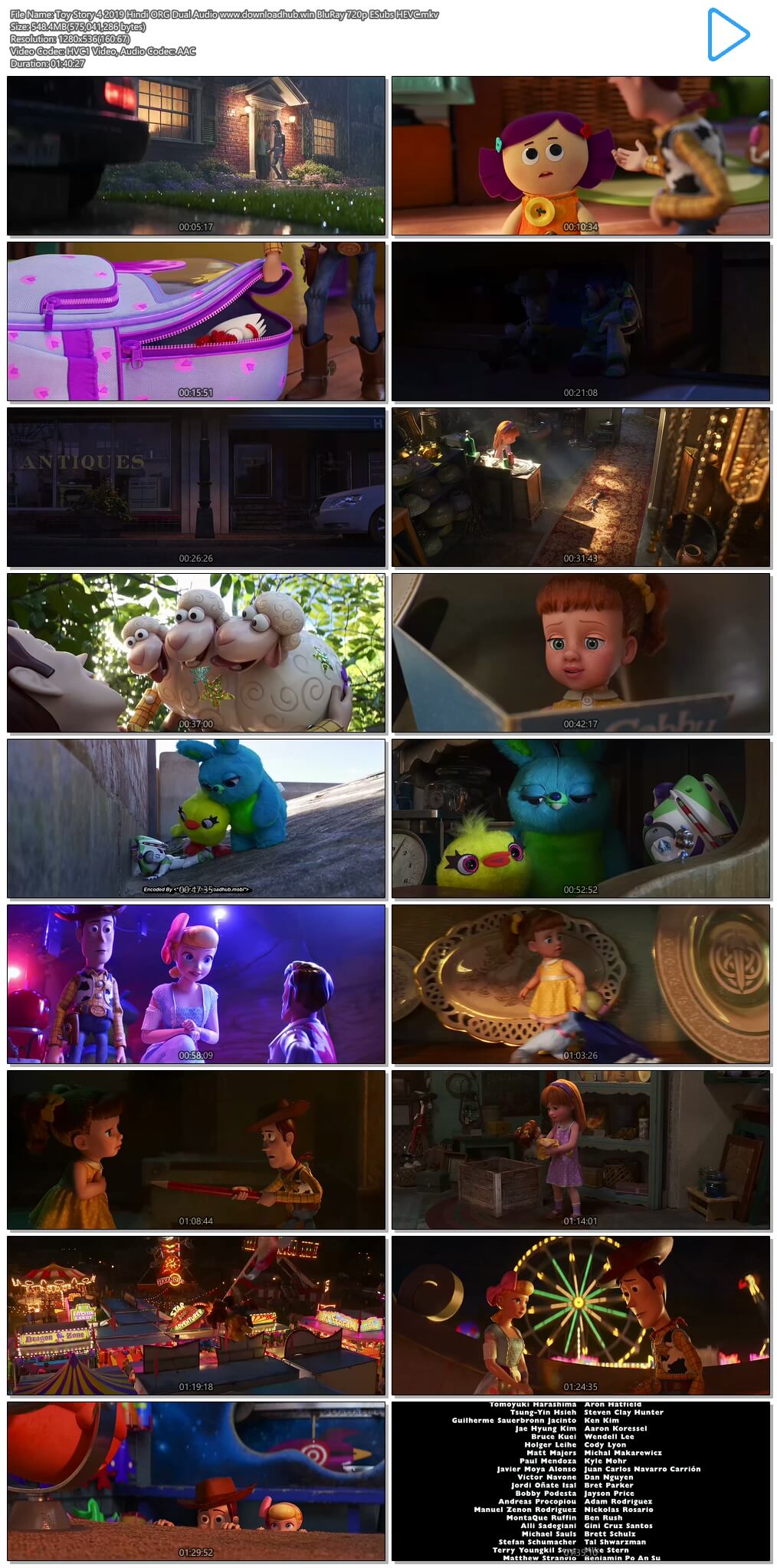 Toy Story 4 2019 Hindi ORG Dual Audio 550MB BluRay 720p ESubs HEVC