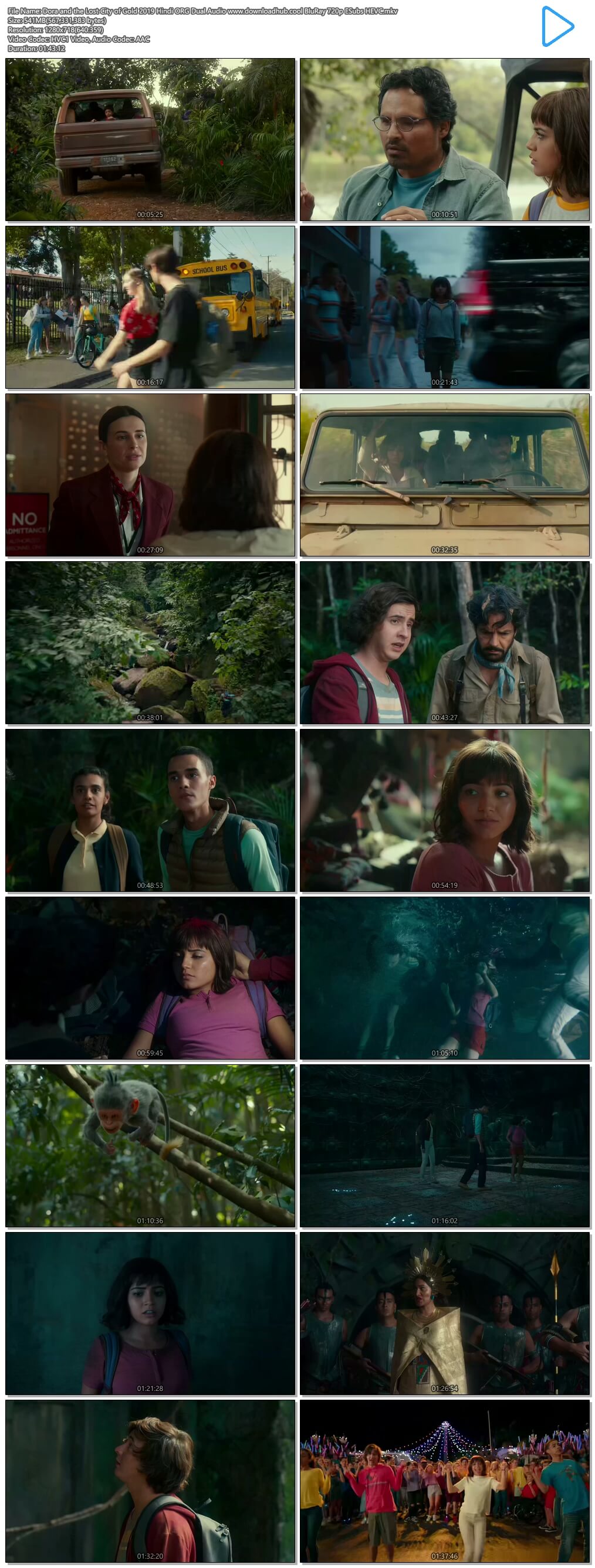 Dora and the Lost City of Gold 2019 Hindi ORG Dual Audio 500MB BluRay 720p ESubs HEVC