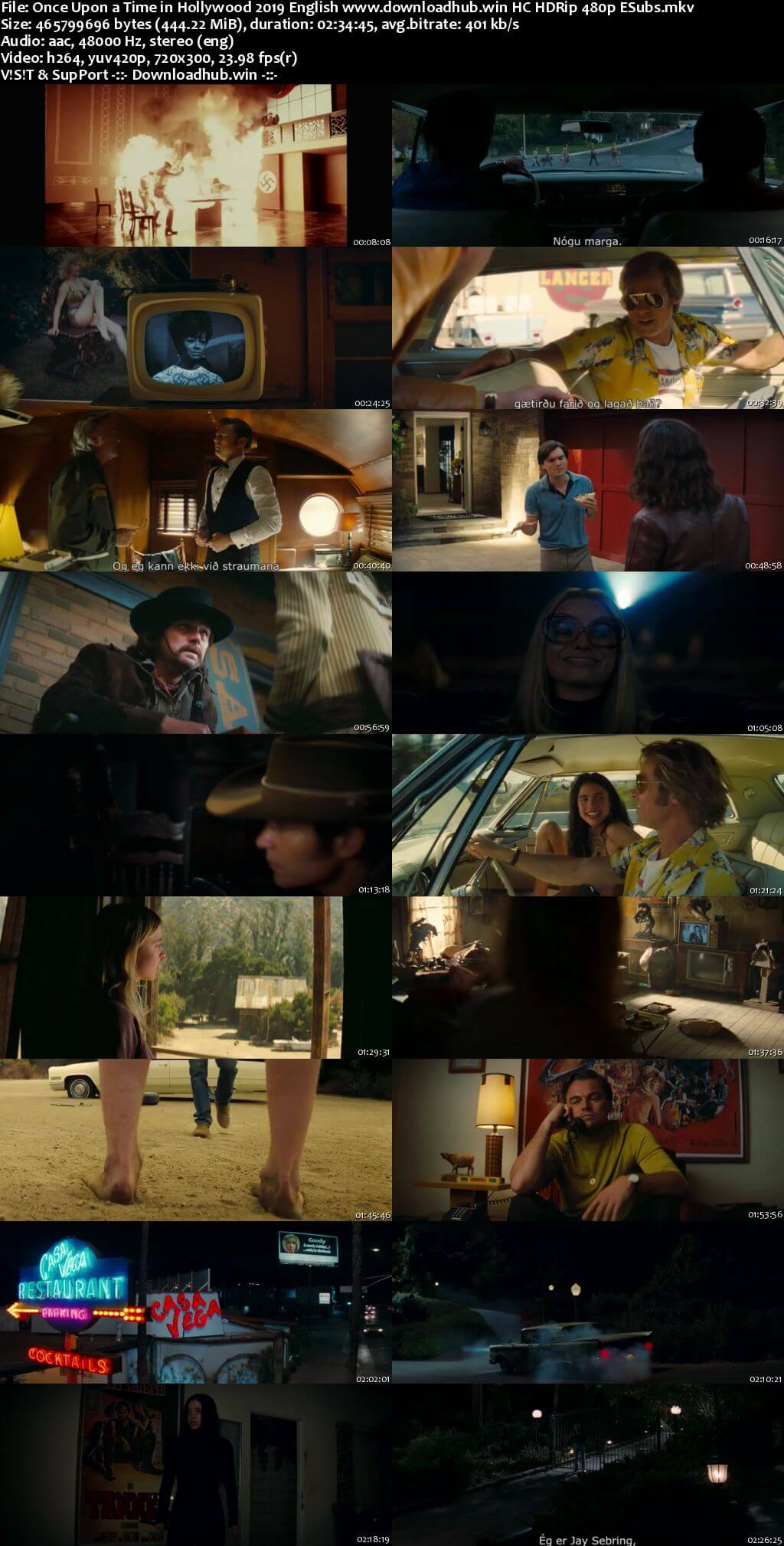 Once Upon a Time in Hollywood 2019 English 450MB HC HDRip 480p ESubs