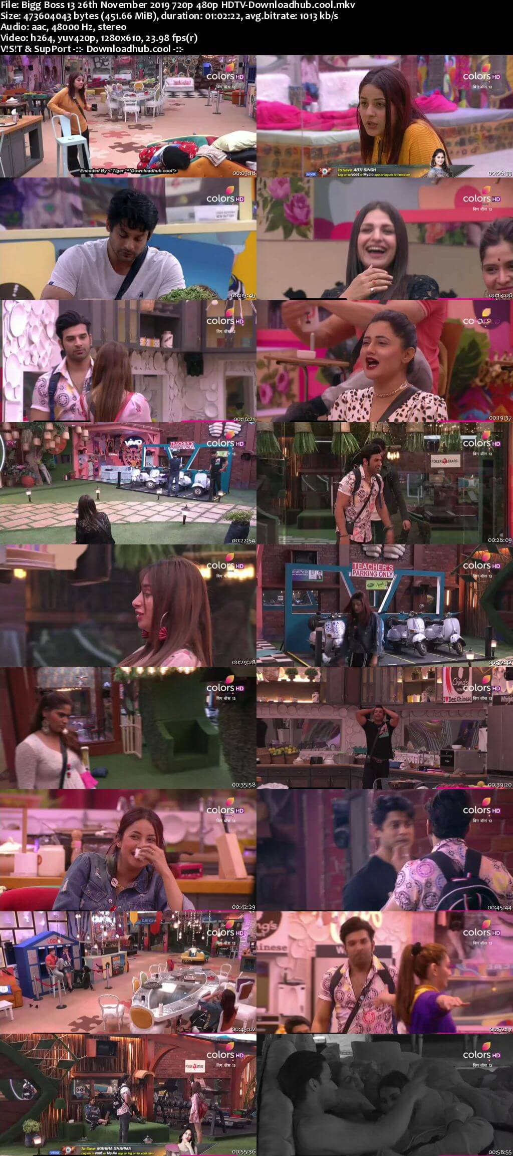 Bigg Boss 13 26 November 2019 Episode 57 HDTV 720p 480p