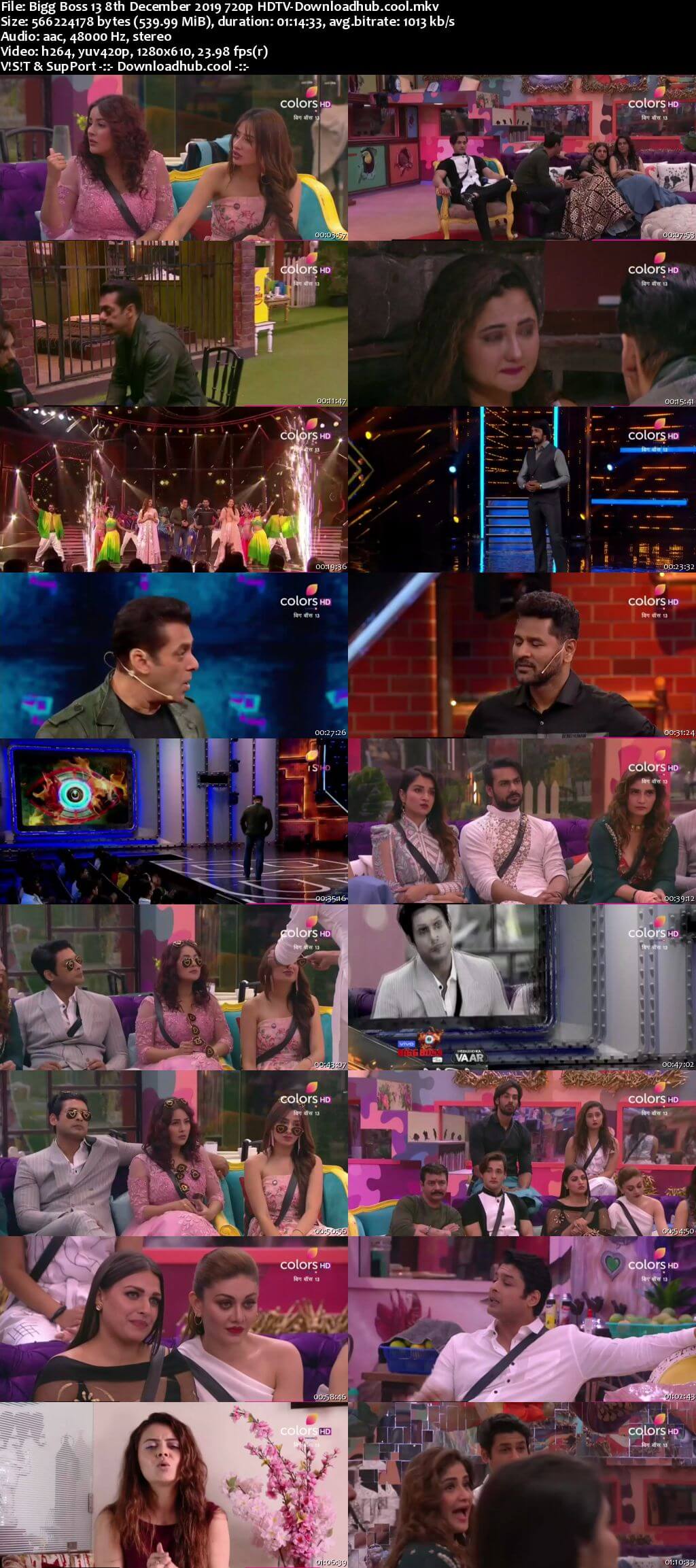 Bigg Boss 13 08 December 2019 Episode 69 HDTV 720p 480p