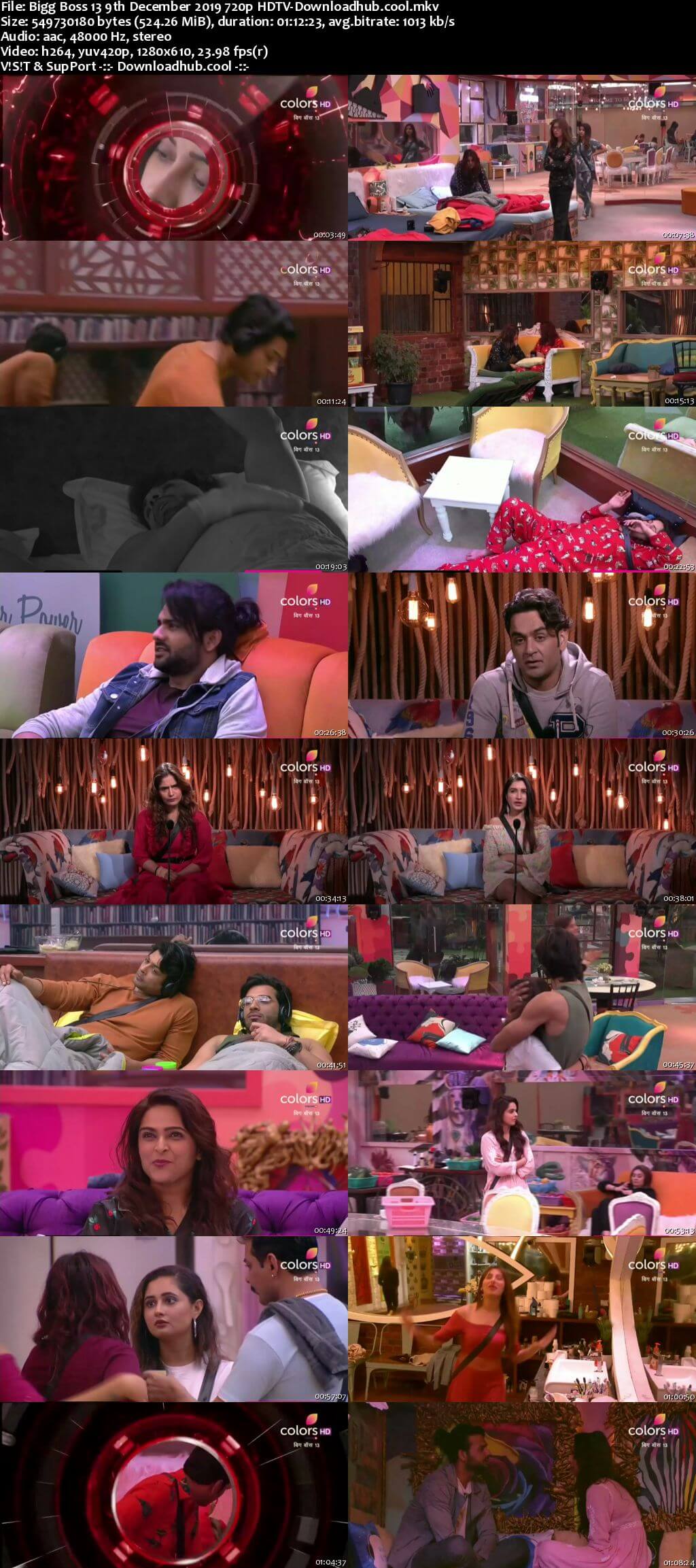 Bigg Boss 13 09 December 2019 Episode 70 HDTV 720p 480p