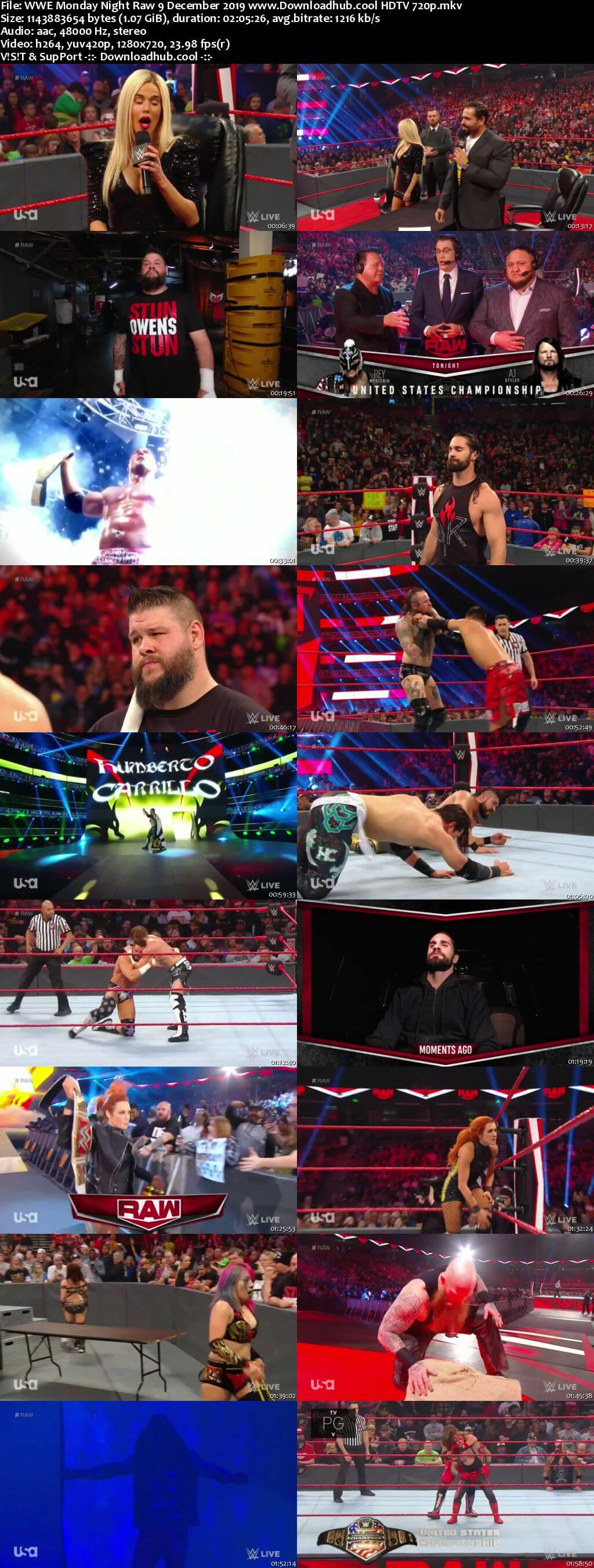 WWE Monday Night Raw 9th December 2019 720p 500MB HDTVRip 480p