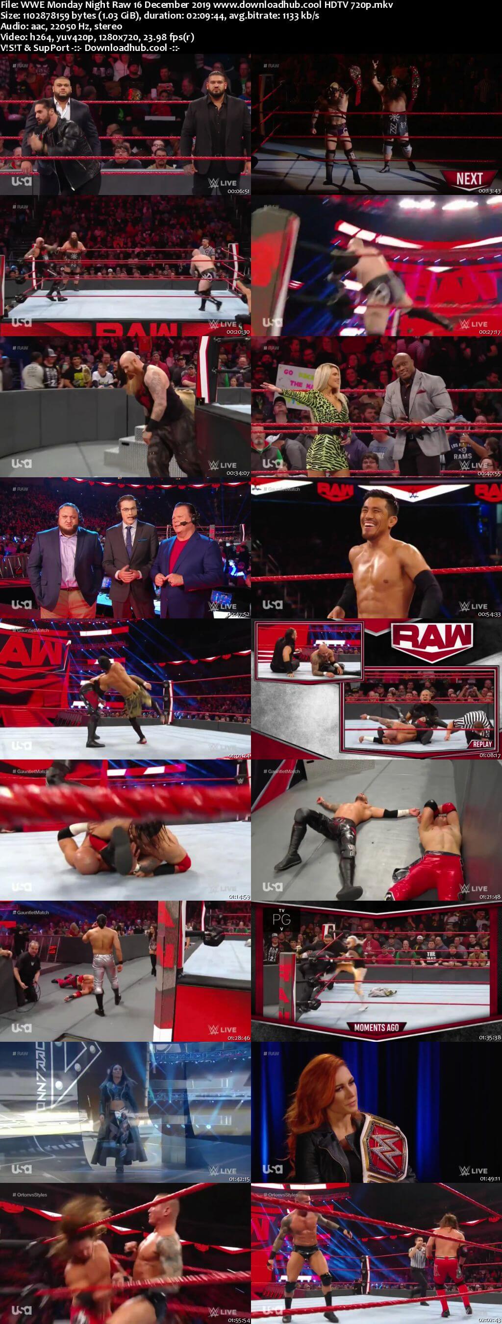 WWE Monday Night Raw 16th December 2019 720p 500MB HDTVRip 480p