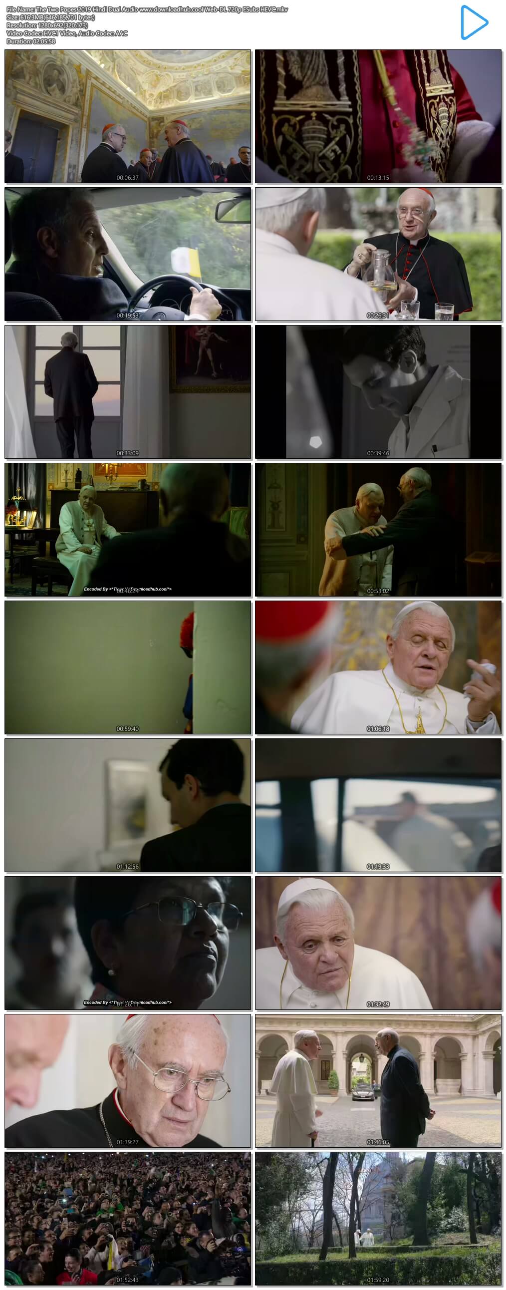 The Two Popes 2019 Hindi Dual Audio 600MB Web-DL 720p ESubs HEVC