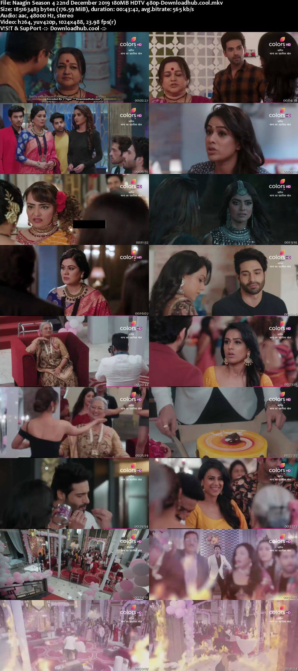 Naagin Season 4 22nd December 2019 180MB HDTV 480p