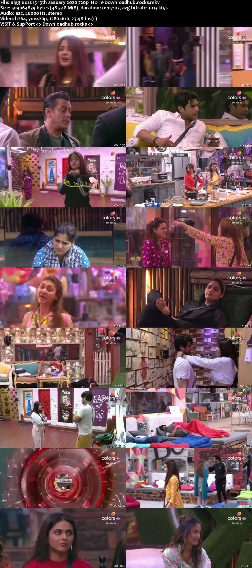 Bigg Boss 13 13 January 2020 Episode 105 HDTV 720p 480p