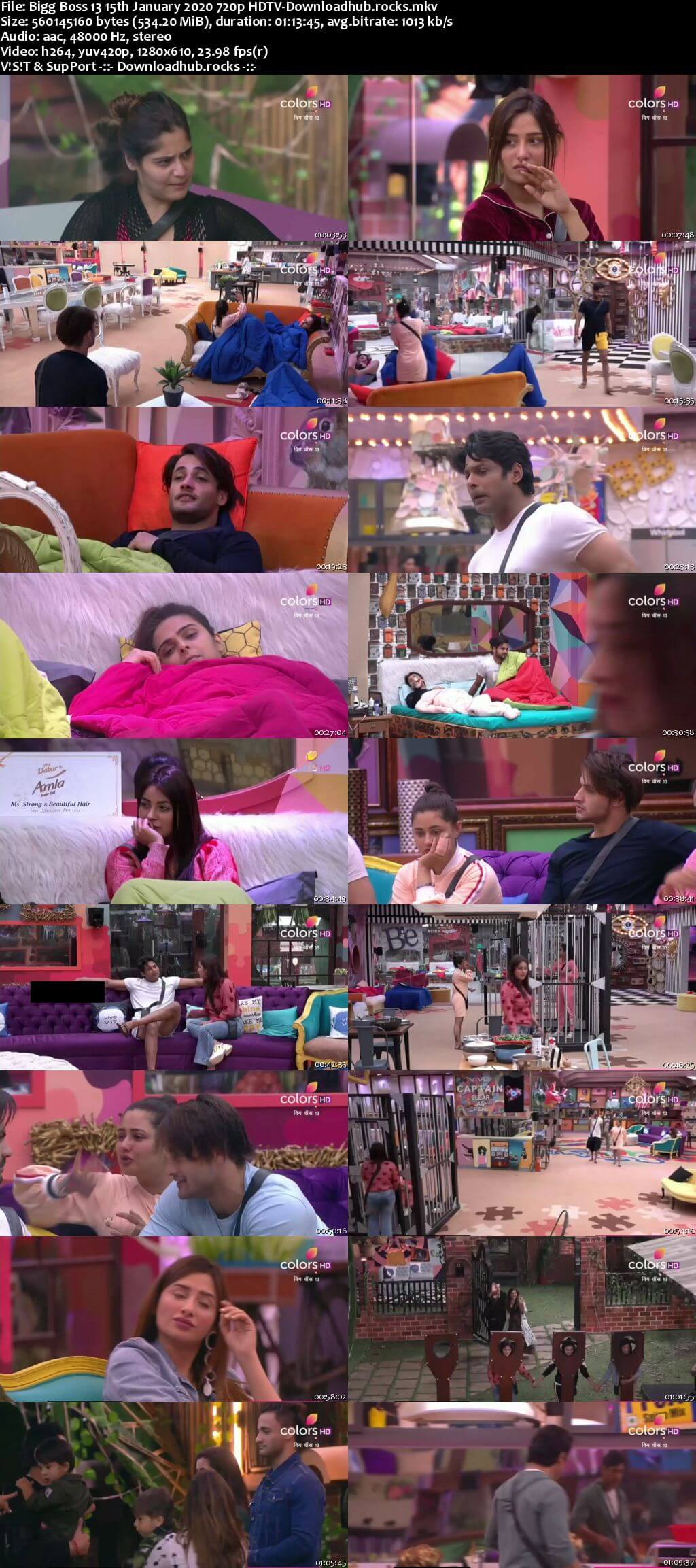 Bigg Boss 13 15 January 2020 Episode 107 HDTV 720p 480p