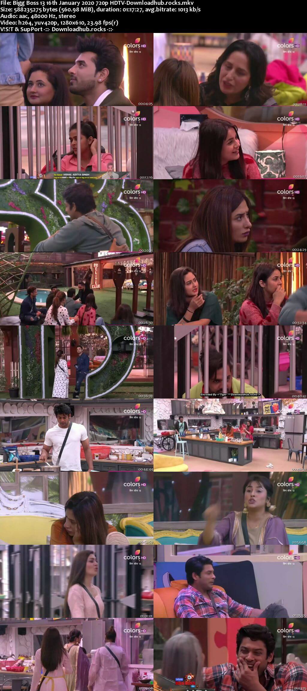 Bigg Boss 13 16 January 2020 Episode 108 HDTV 720p 480p