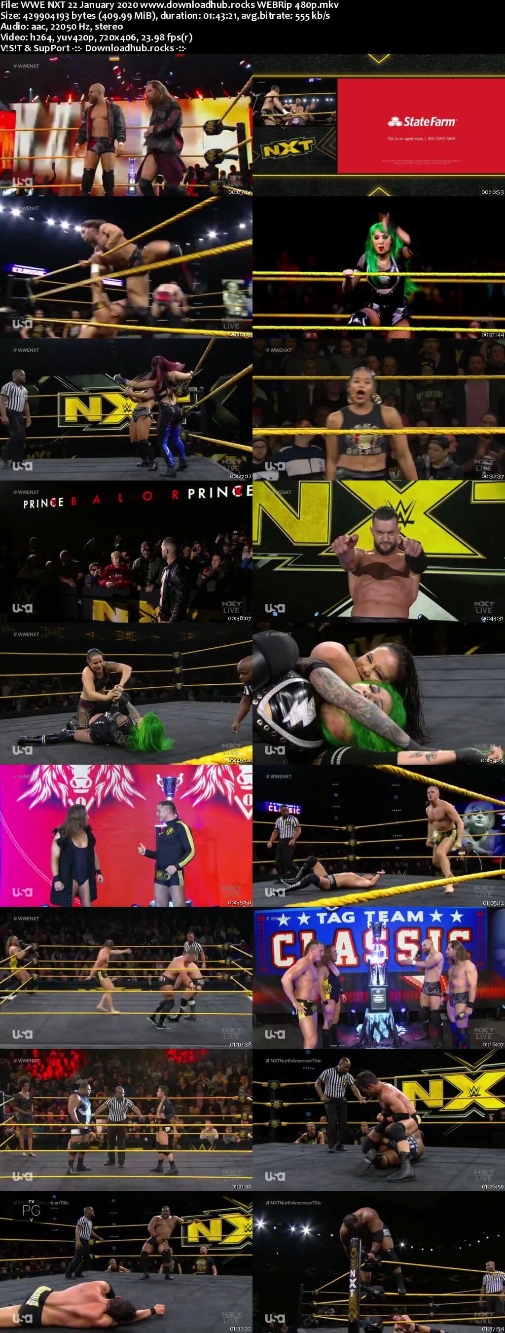 WWE NXT 22nd January 2020 400MB HDTV 480p