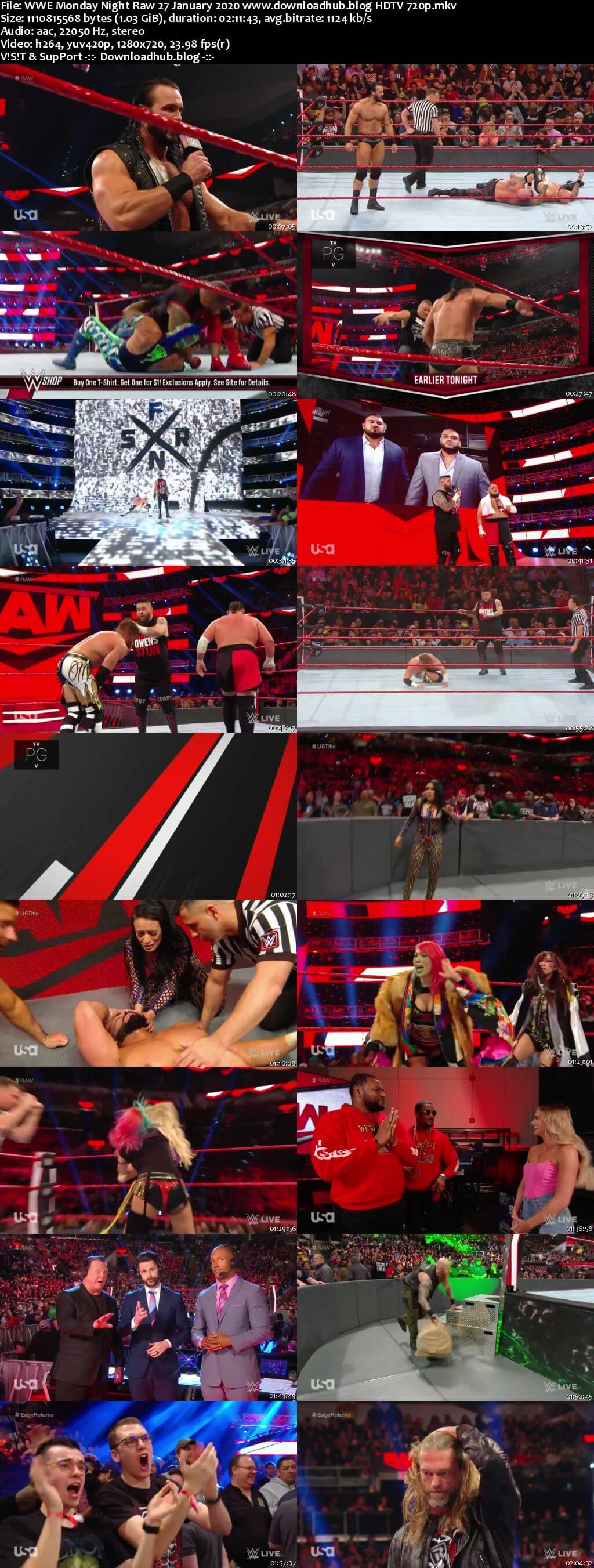 WWE Monday Night Raw 27th January 2020 720p 500MB HDTVRip 480p