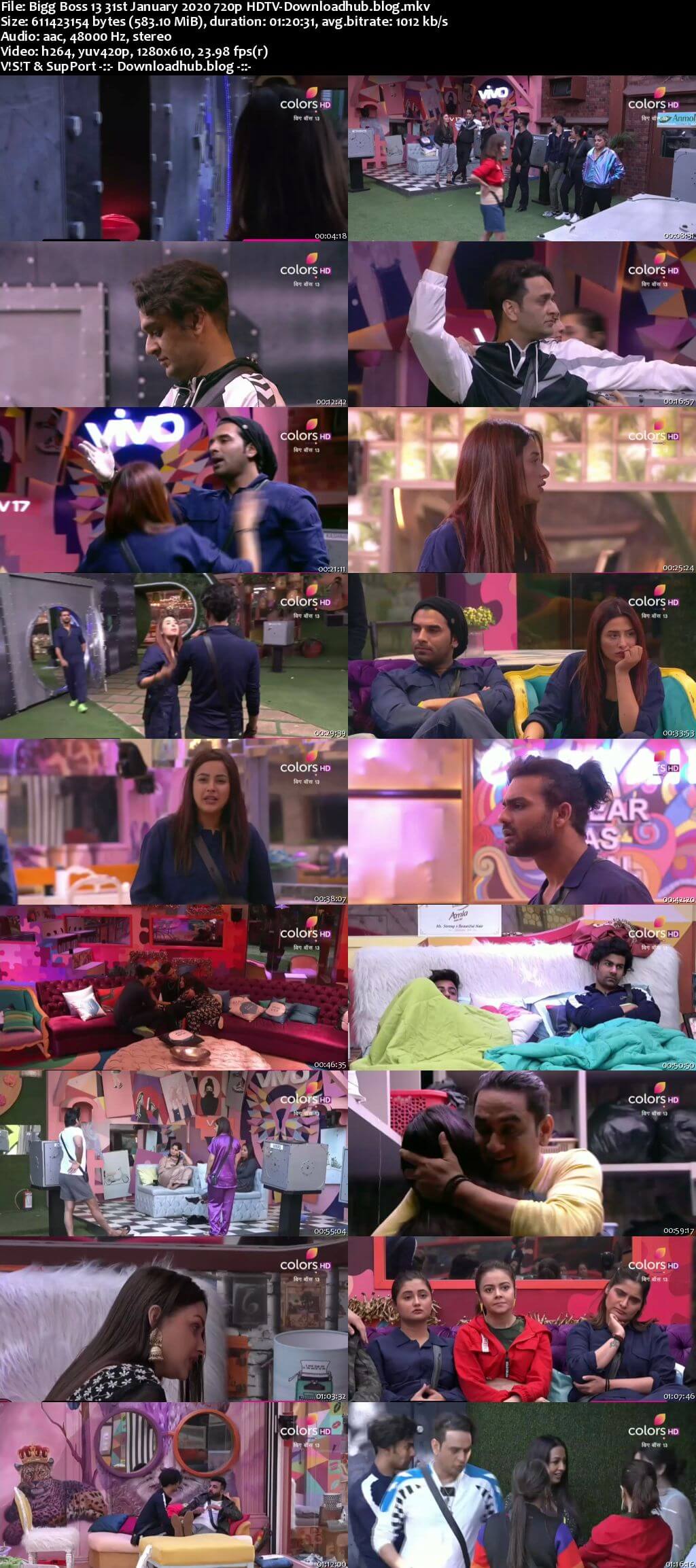 Bigg Boss 13 31 January 2020 Episode 123 HDTV 720p 480p