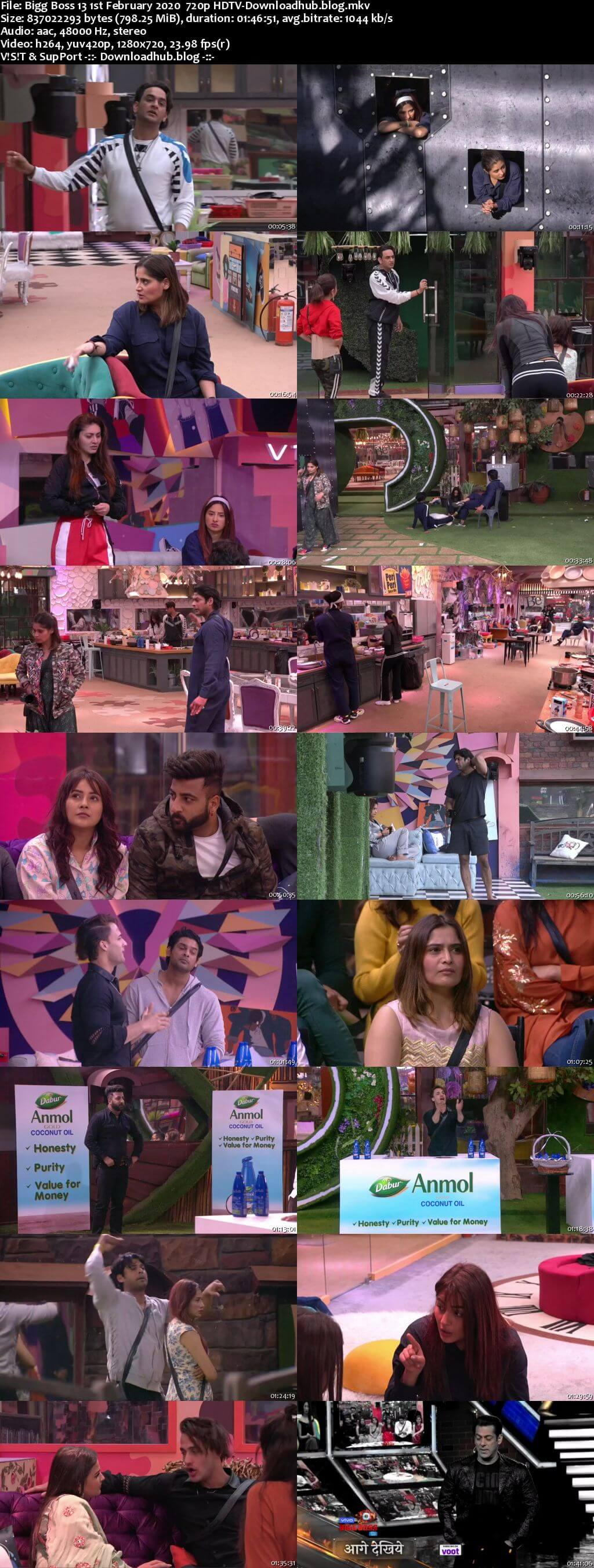 Bigg Boss 13 01 February 2020 Episode 124 HDTV 720p 480p