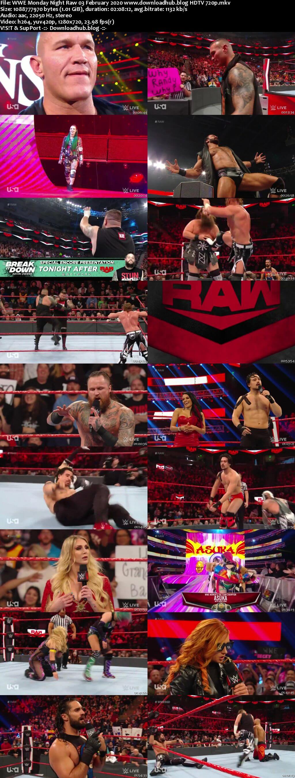 WWE Monday Night Raw 3rd February 2020 720p 500MB HDTVRip 480p