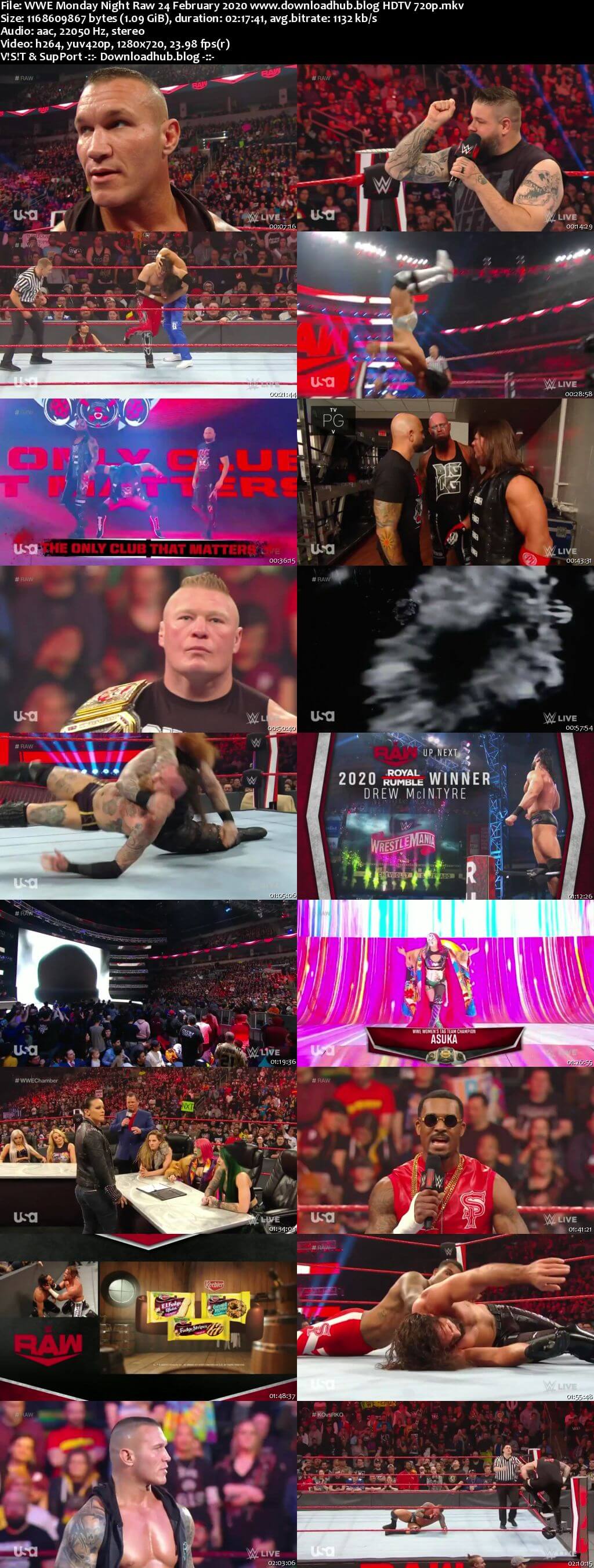 WWE WWE Monday Night Raw 24th February 2020 720p 500MB HDTVRip 480p