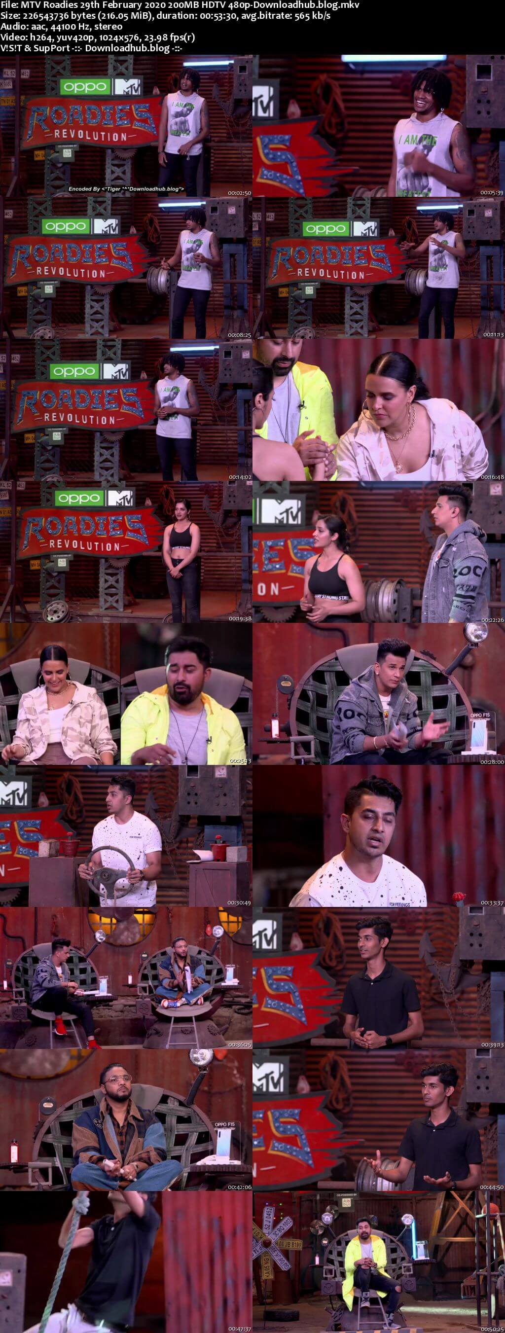 MTV Roadies 29th February 2020 200MB HDTV 480p