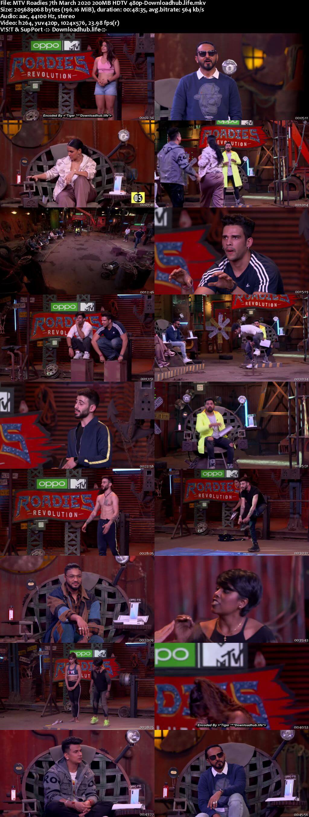 MTV Roadies 7th March 2020 200MB HDTV 480p