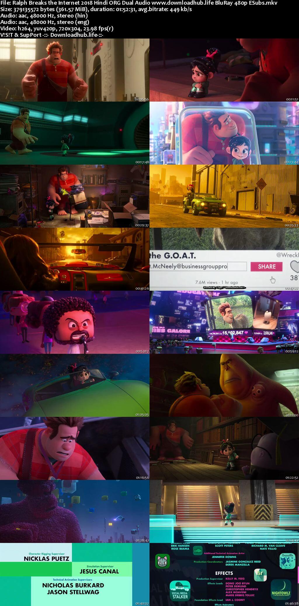 Ralph Breaks the Internet 2018 Hindi ORG Dual Audio 350MB BluRay 480p ESubs