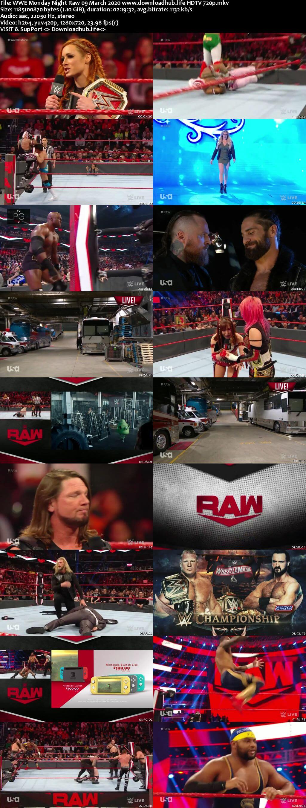 WWE Monday Night Raw 9th March 2020 720p 500MB HDTVRip 480p