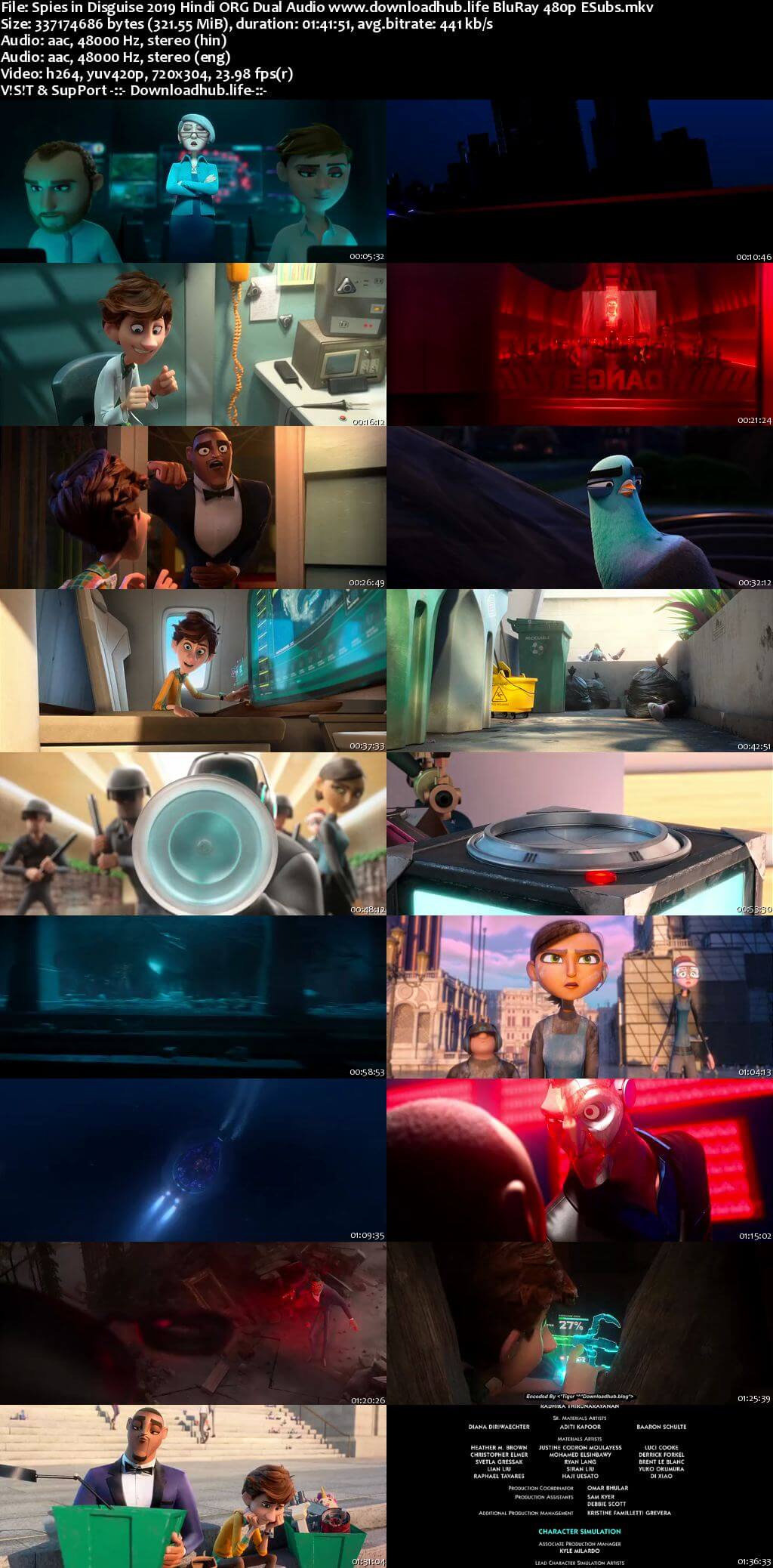 Spies in Disguise 2019 Hindi ORG Dual Audio 300MB BluRay 480p ESubs