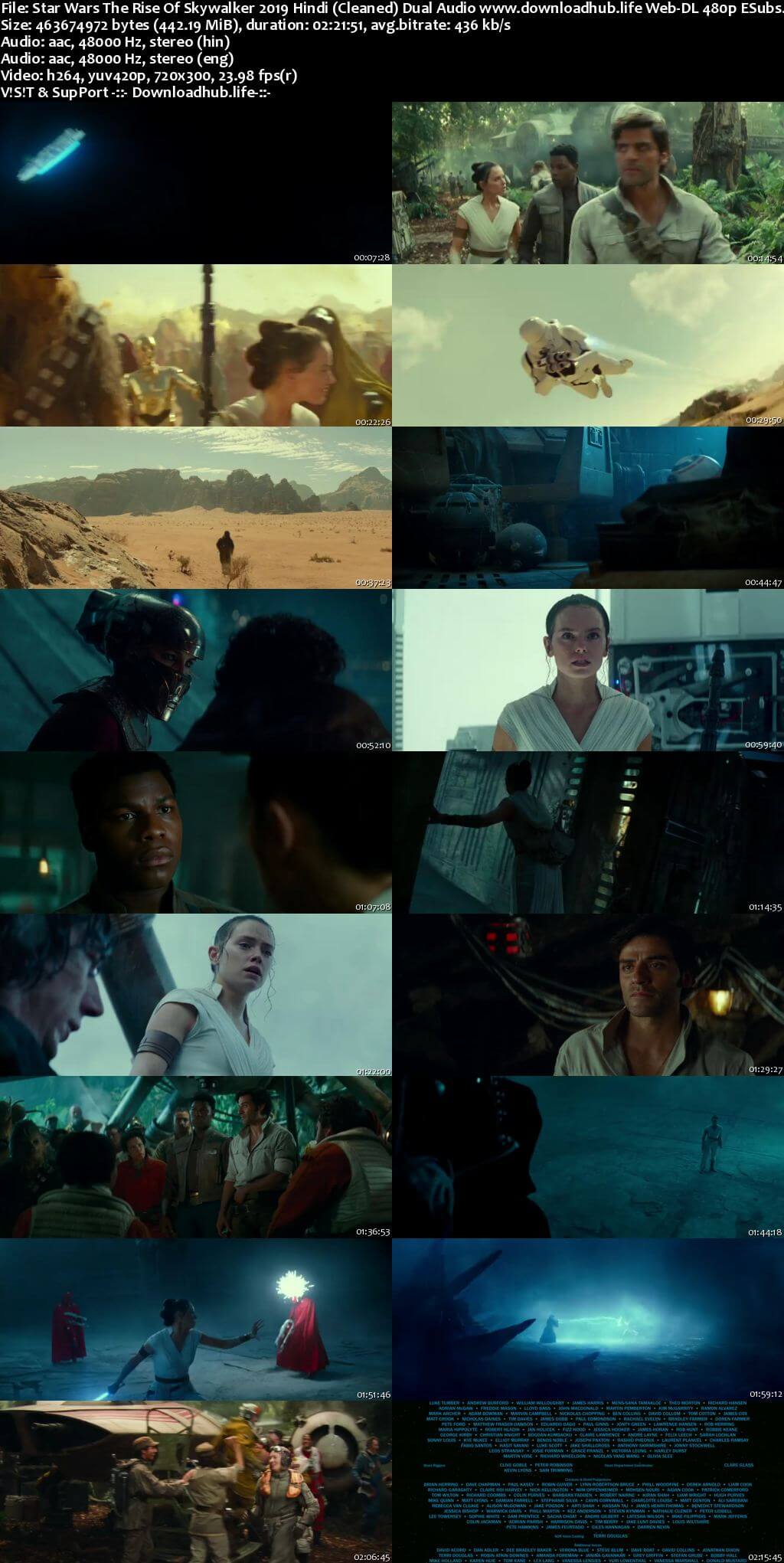 Star Wars The Rise Of Skywalker 2019 Hindi (Cleaned) Dual Audio 400MB Web-DL 480p ESubs