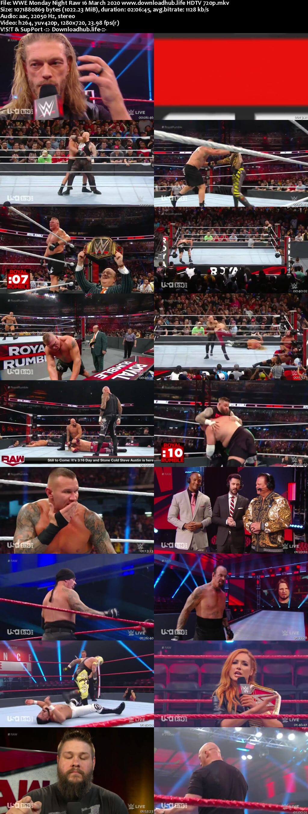 WWE Monday Night Raw 16th March 2020 720p 500MB HDTVRip 480p