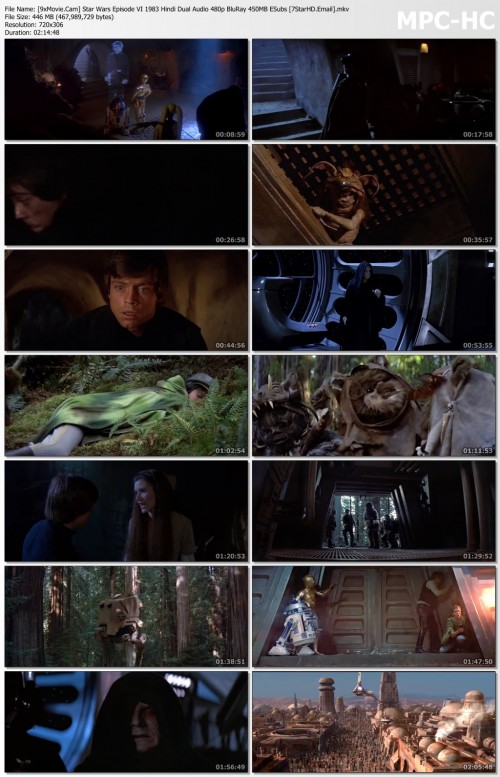 Star Wars Episode VI 1983 Hindi Dual Audio 480p BluRay x264 450MB ESubs