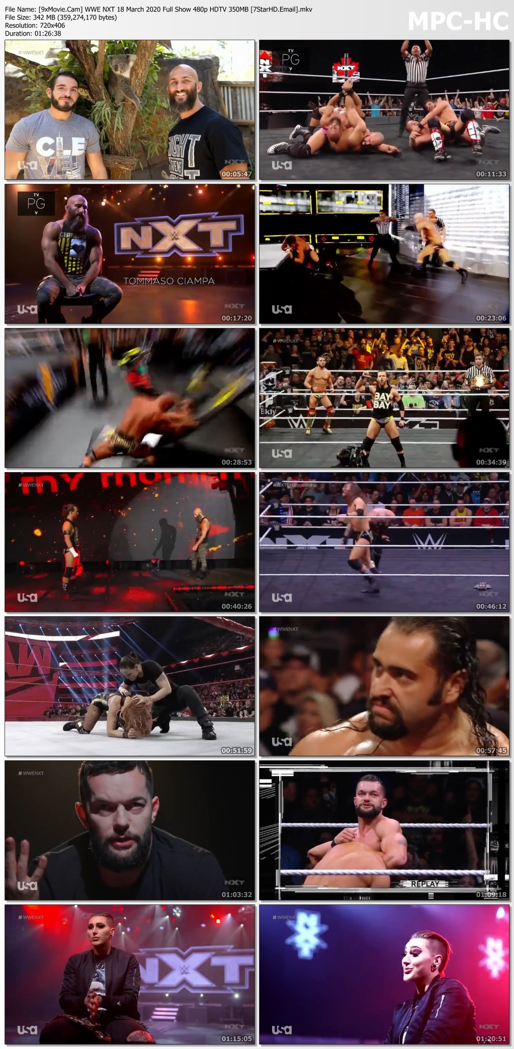 WWE NXT 18 March 2020 Full Show 480p HDTV x264 350MB