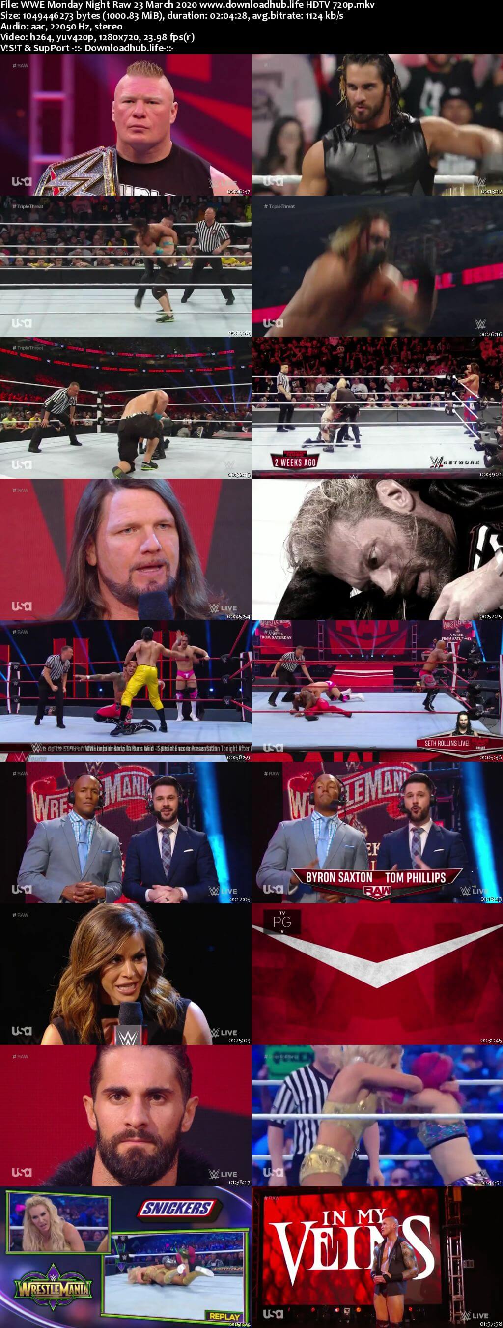 WWE Monday Night Raw 23rd March 2020 720p 500MB HDTVRip 480p