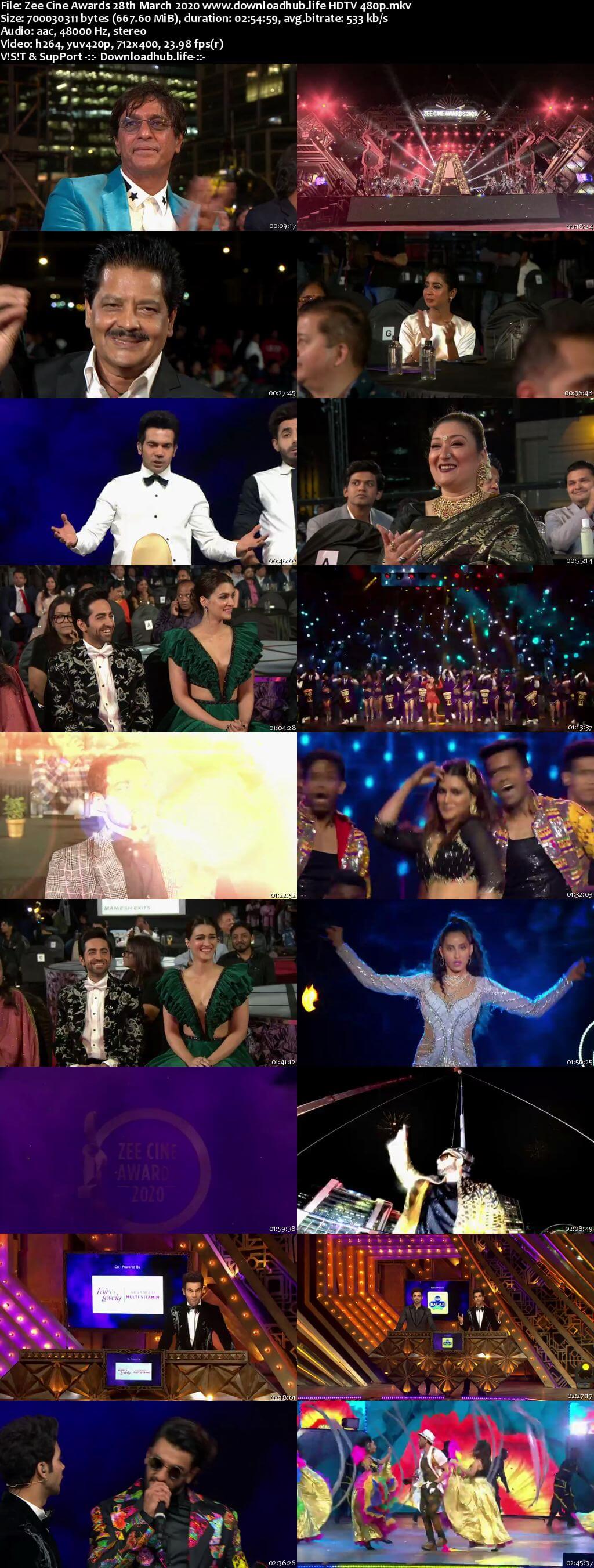 Zee Cine Awards 28th March 2020 650MB HDTV 480p