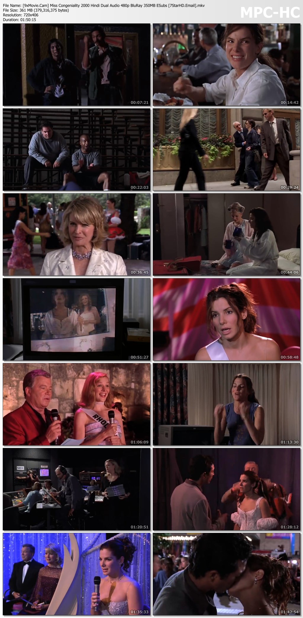 Miss Congeniality 2000 Hindi Dual Audio 480p BluRay x264 350MB ESubs