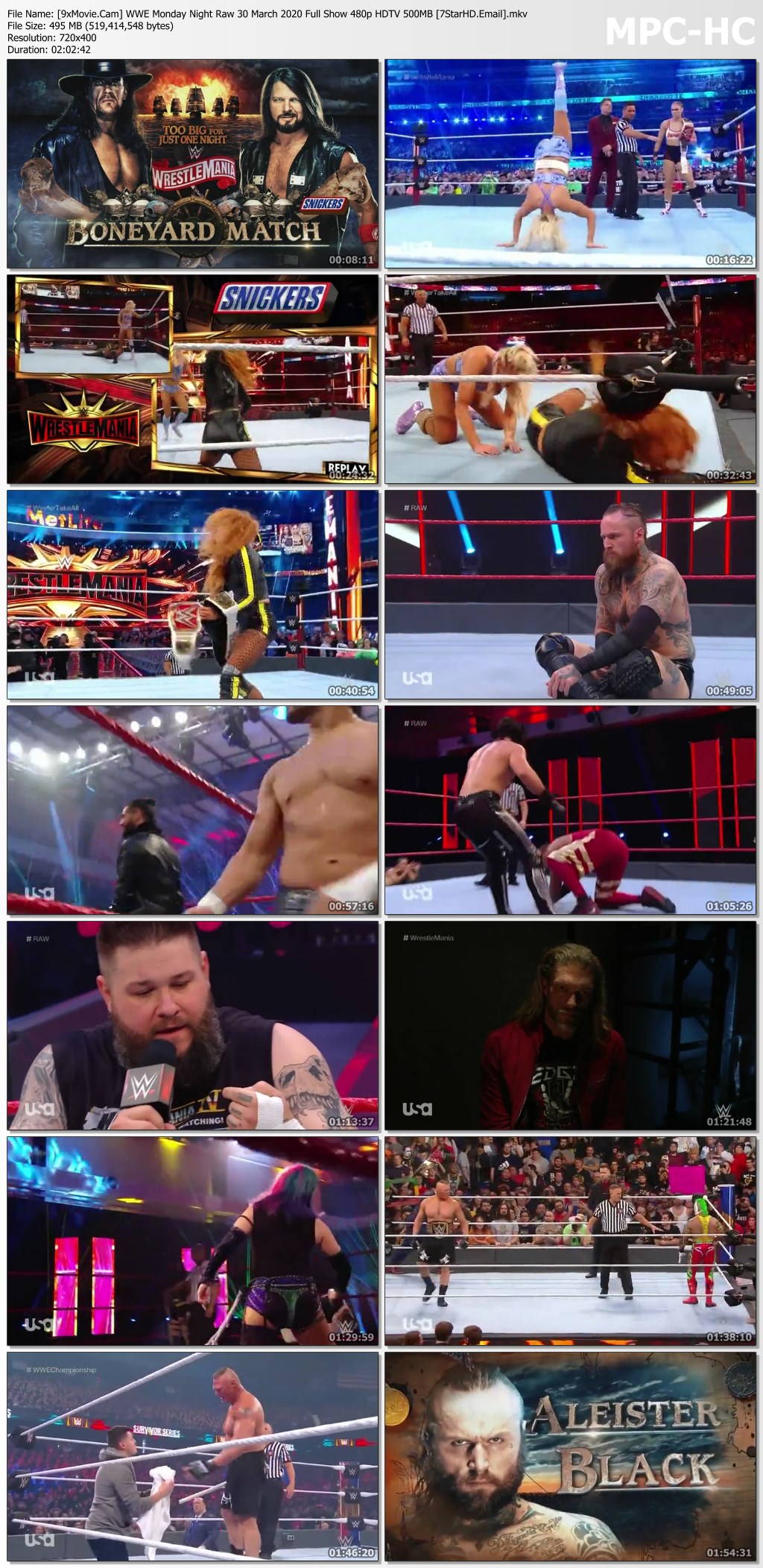 WWE Monday Night Raw 30 March 2020 Full Show 480p HDTV x264 500MB