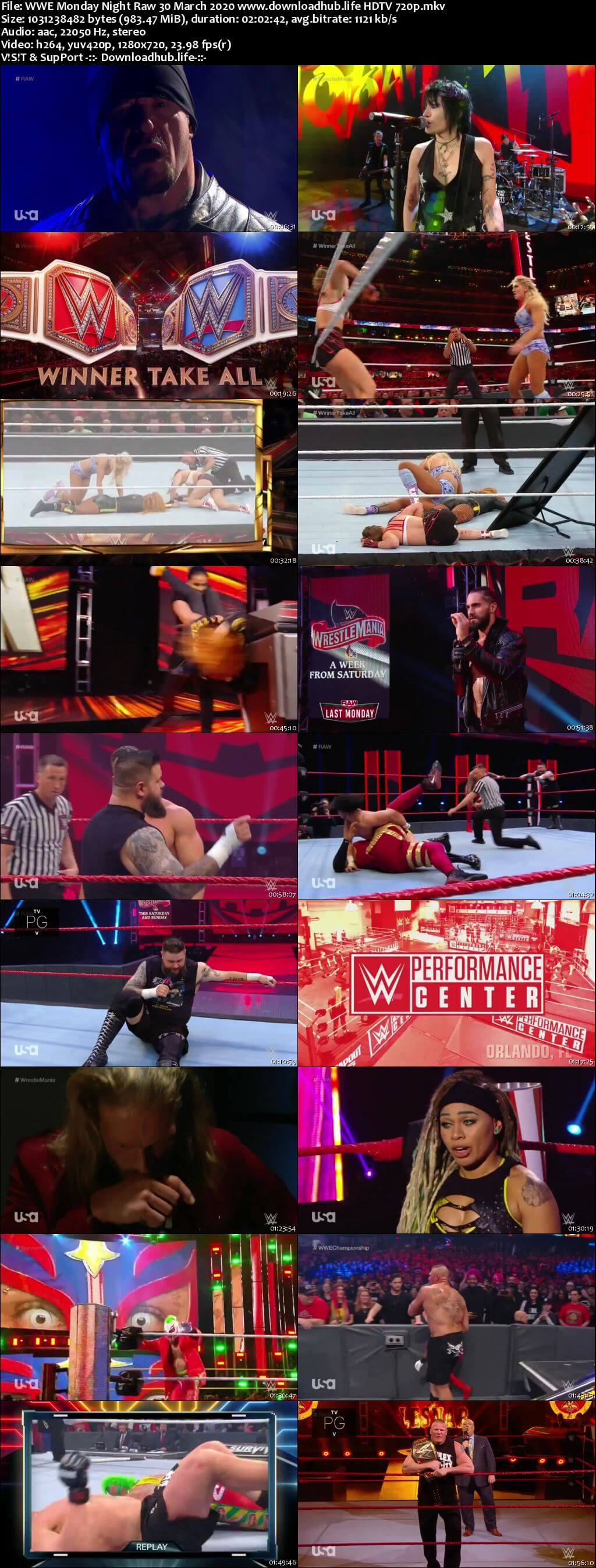 WWE Monday Night Raw 30th March 2020 720p 500MB HDTVRip 480p