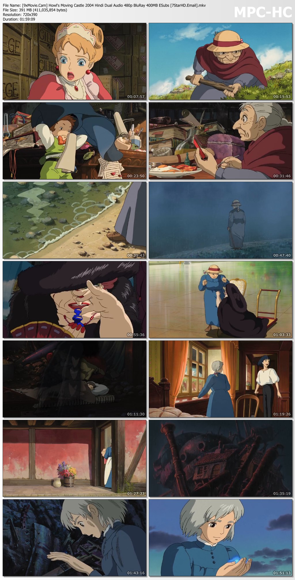 Howl's Moving Castle 2004 Hindi Dual Audio 480p BluRay x264 400MB ESubs