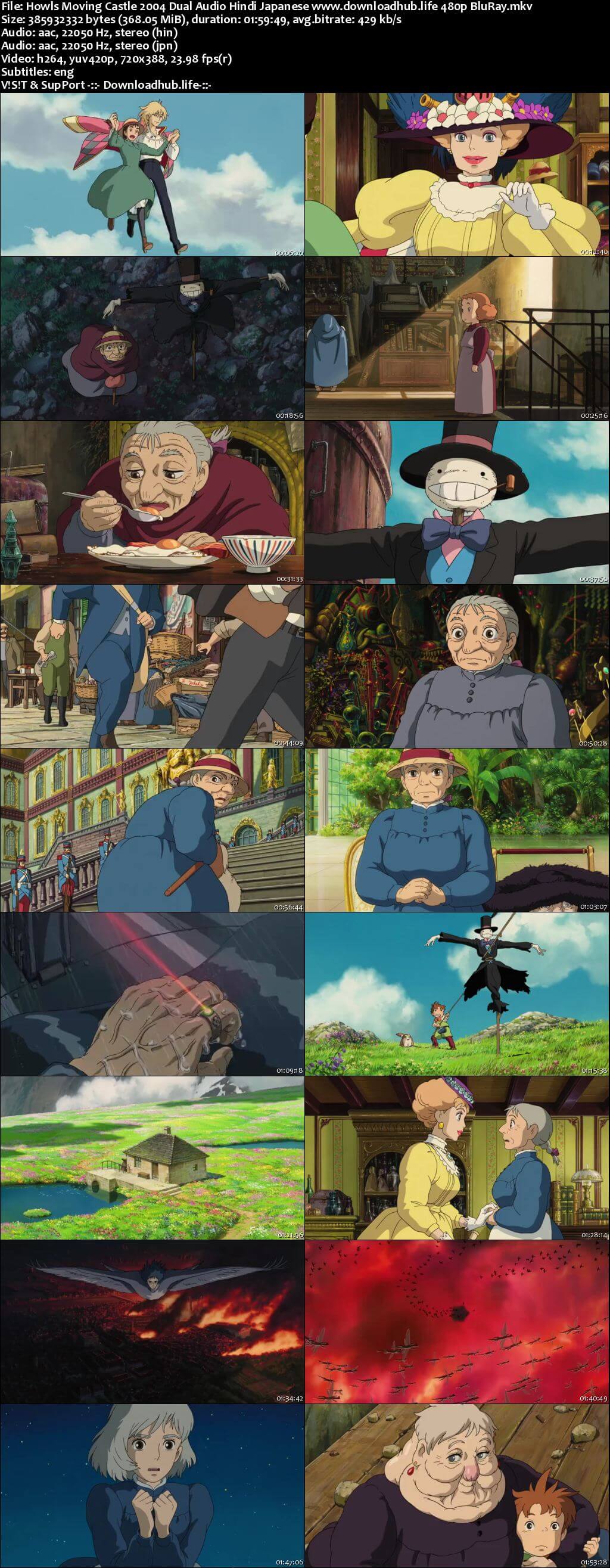 Howls Moving Castle 2004 Hindi Dual Audio 350MB BluRay 480p ESubs