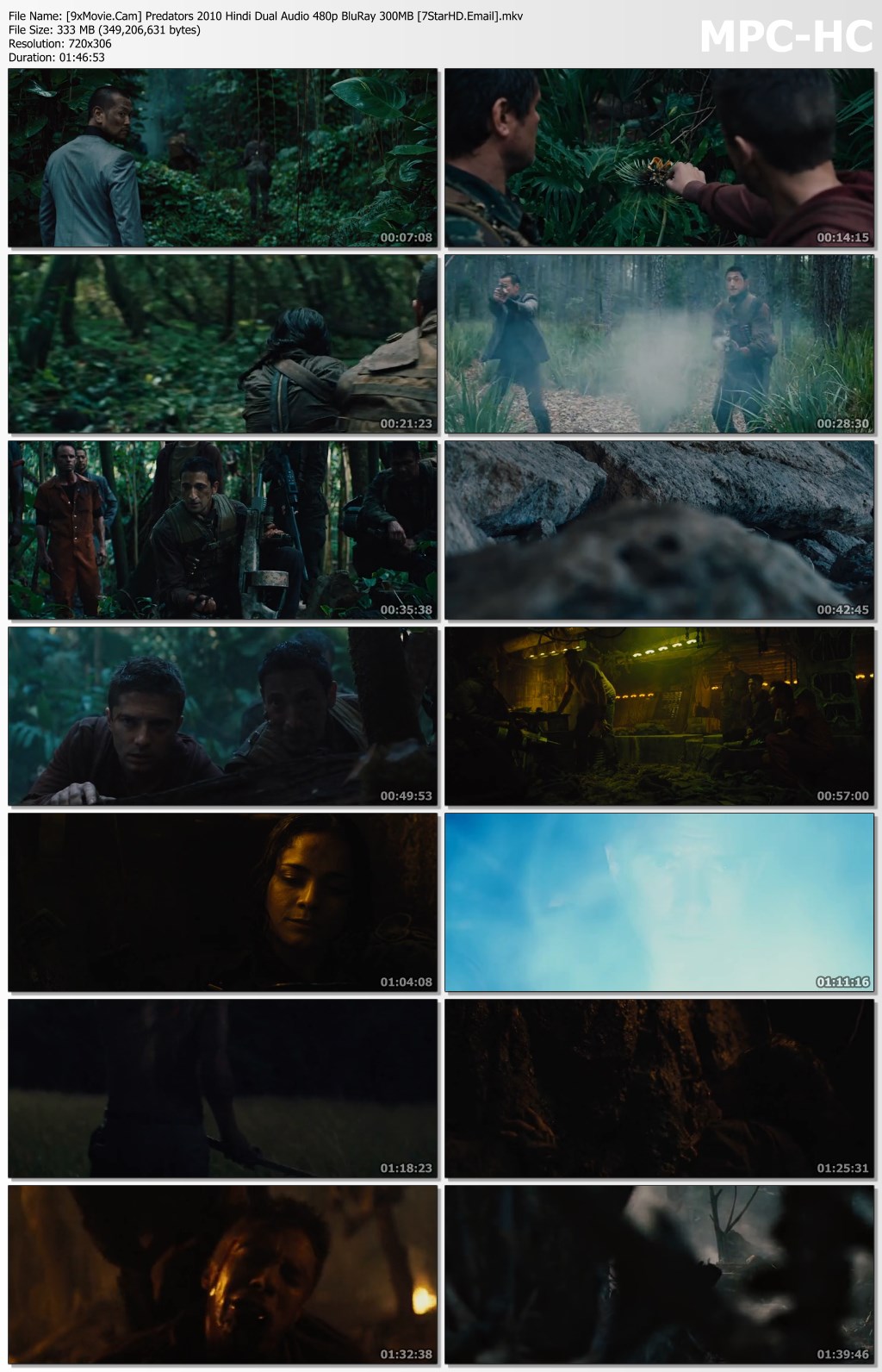 Predators 2010 Hindi Dual Audio 480p BluRay x264 300MB