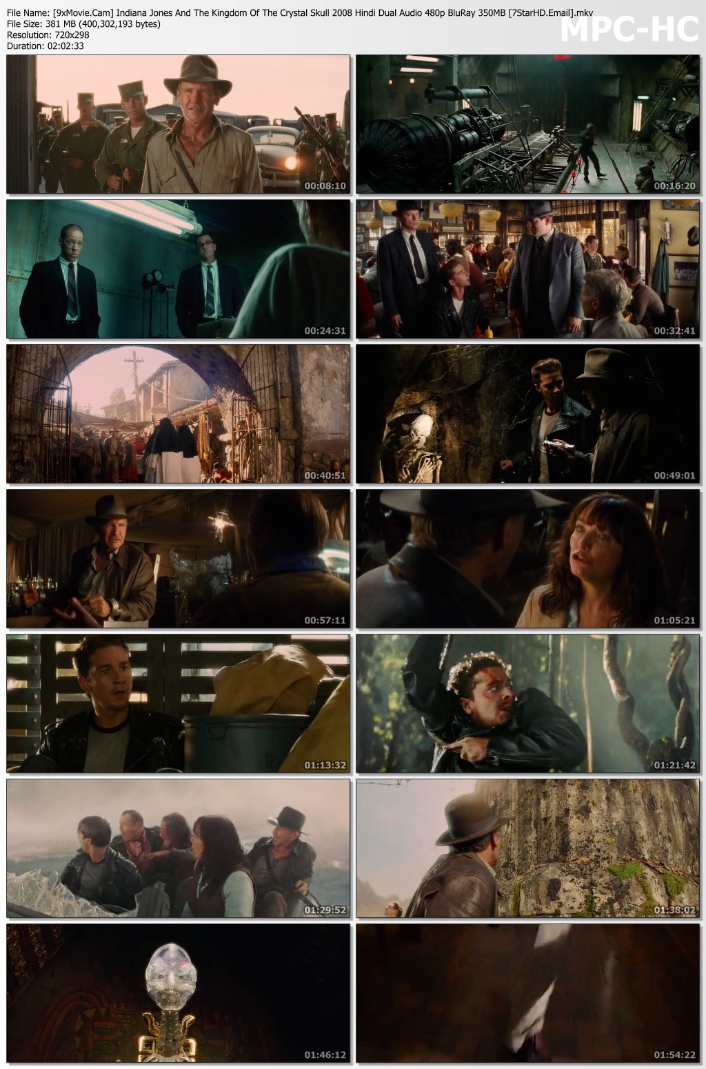 Indiana Jones And The Kingdom Of The Crystal Skull 2008 Hindi Dual Audio 480p BluRay x264 350MB