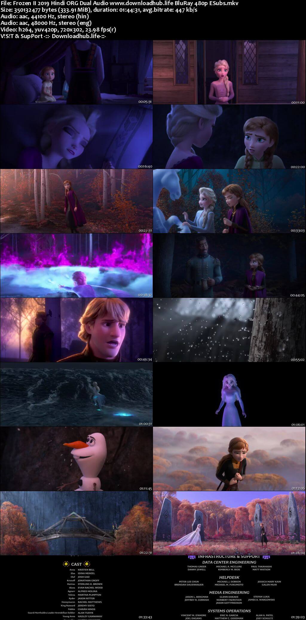Frozen II 2019 Hindi ORG Dual Audio 300MB BluRay 480p ESubs