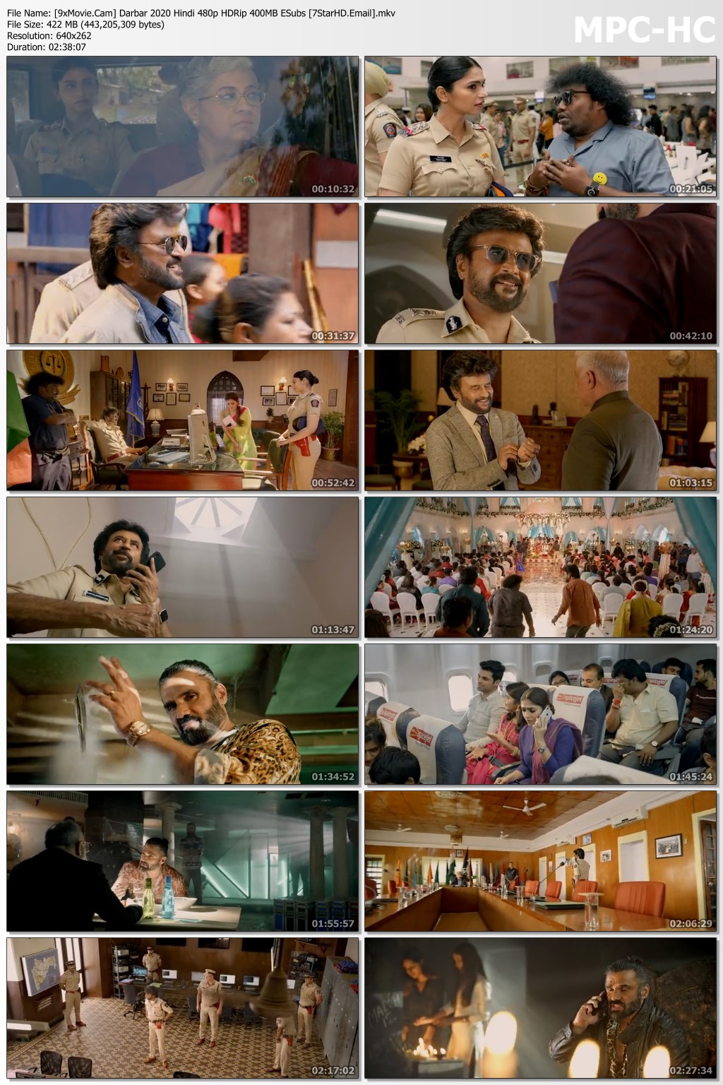 Darbar 2020 Hindi 480p HDRip x264 400MB ESubs