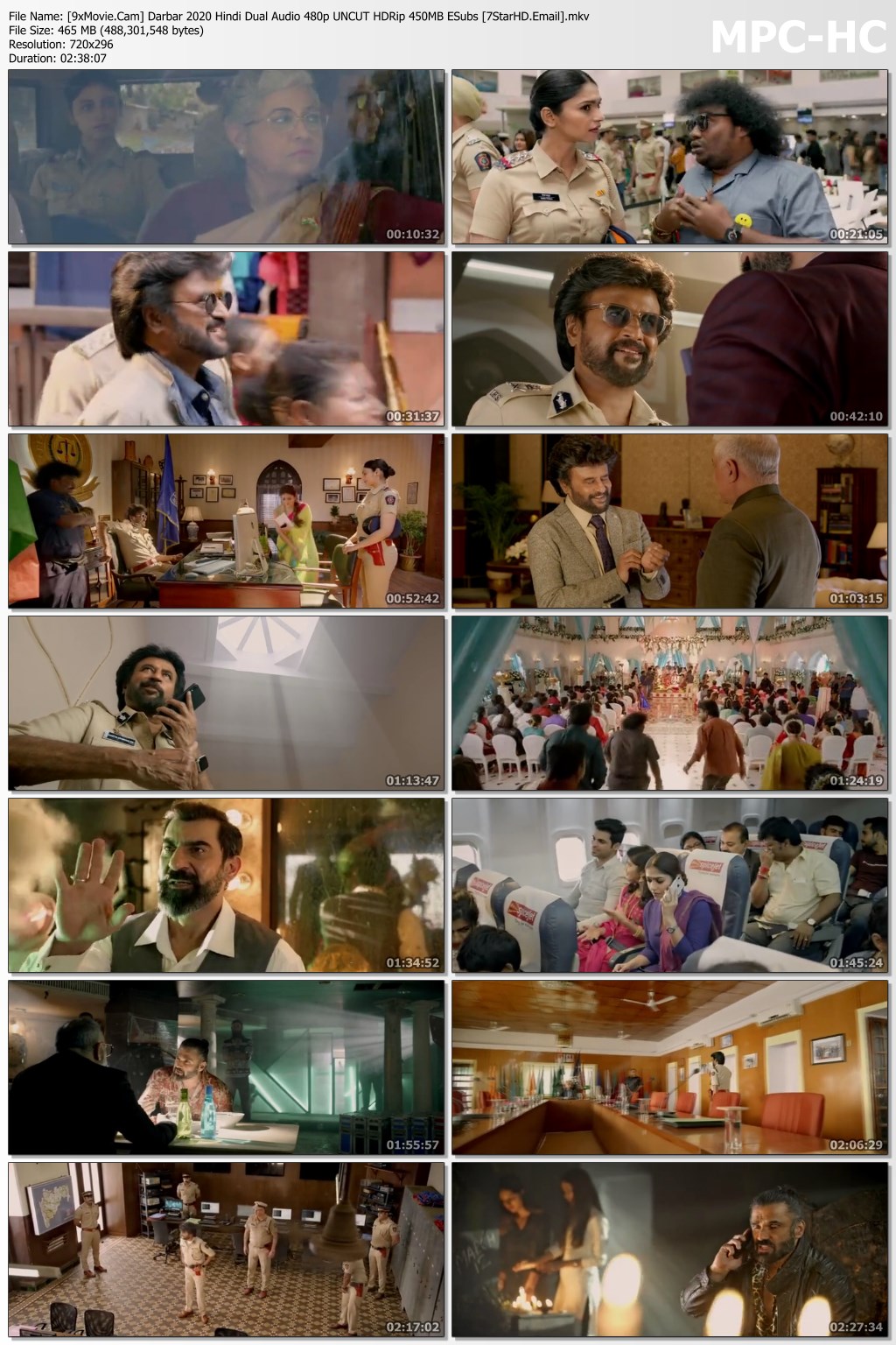 Darbar 2020 Hindi Dual Audio 480p UNCUT HDRip x264 450MB ESubs