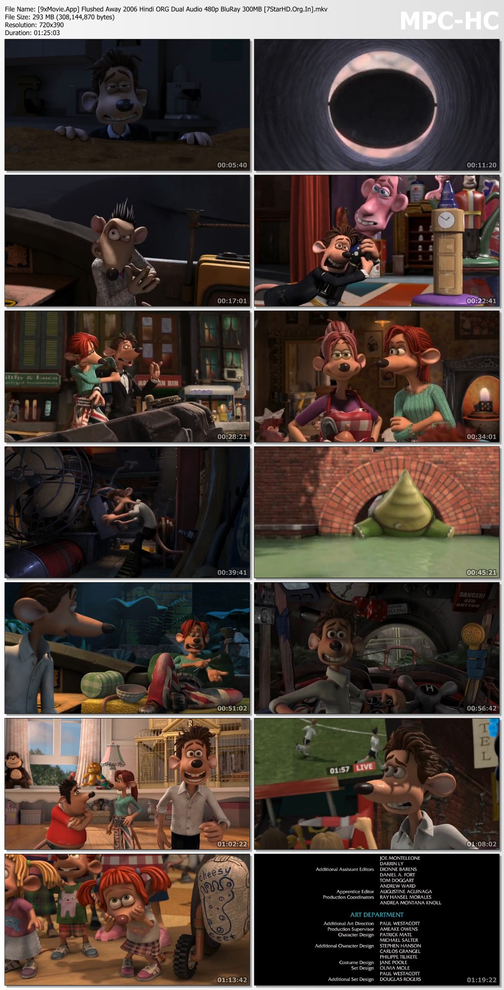 Flushed Away 2006 Hindi ORG Dual Audio 480p BluRay x264 300MB